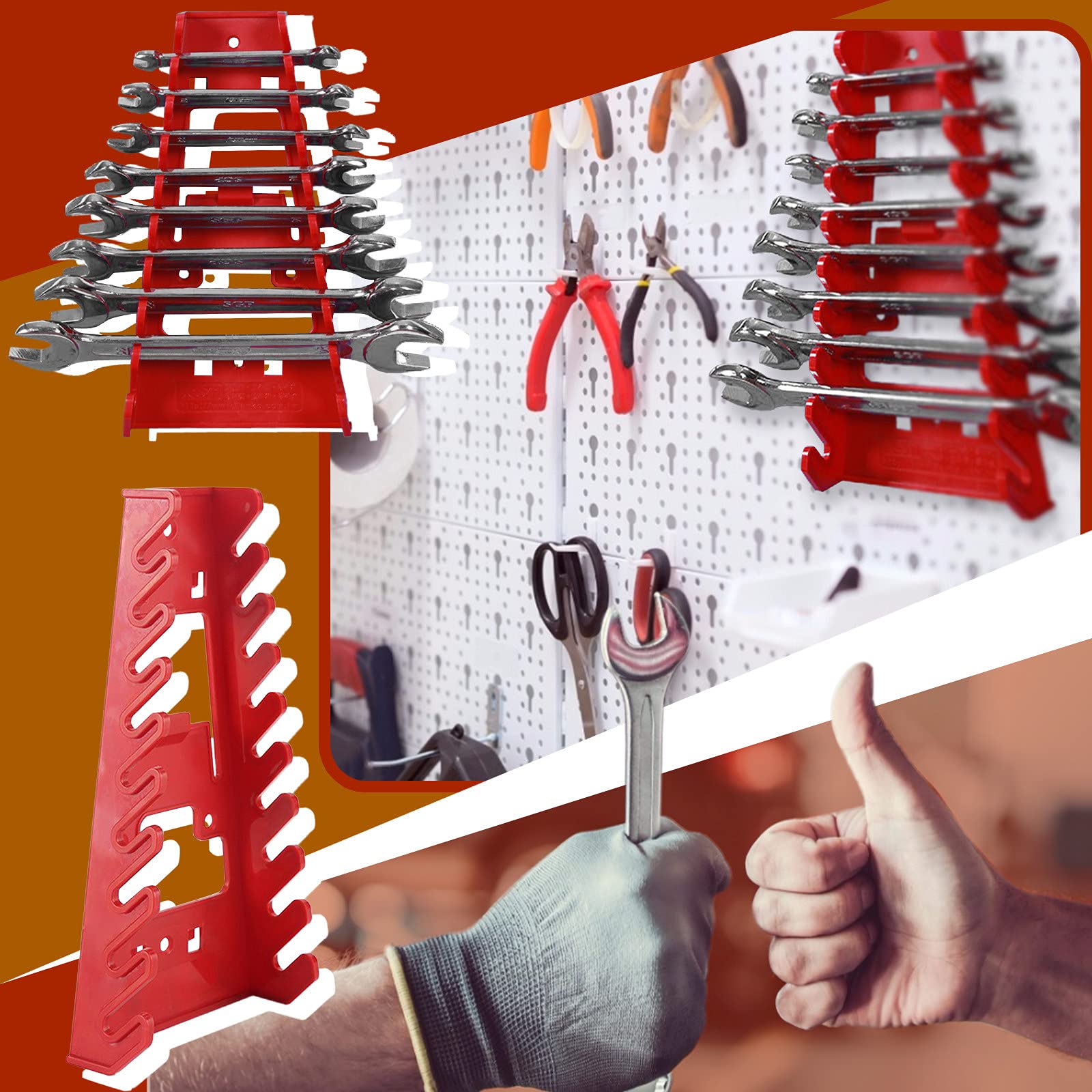 **Ampopt 9-Piece Red Tool Organizer Set with Grippers - Perfect for Home, Garage, and Workshop Storage & Organization**