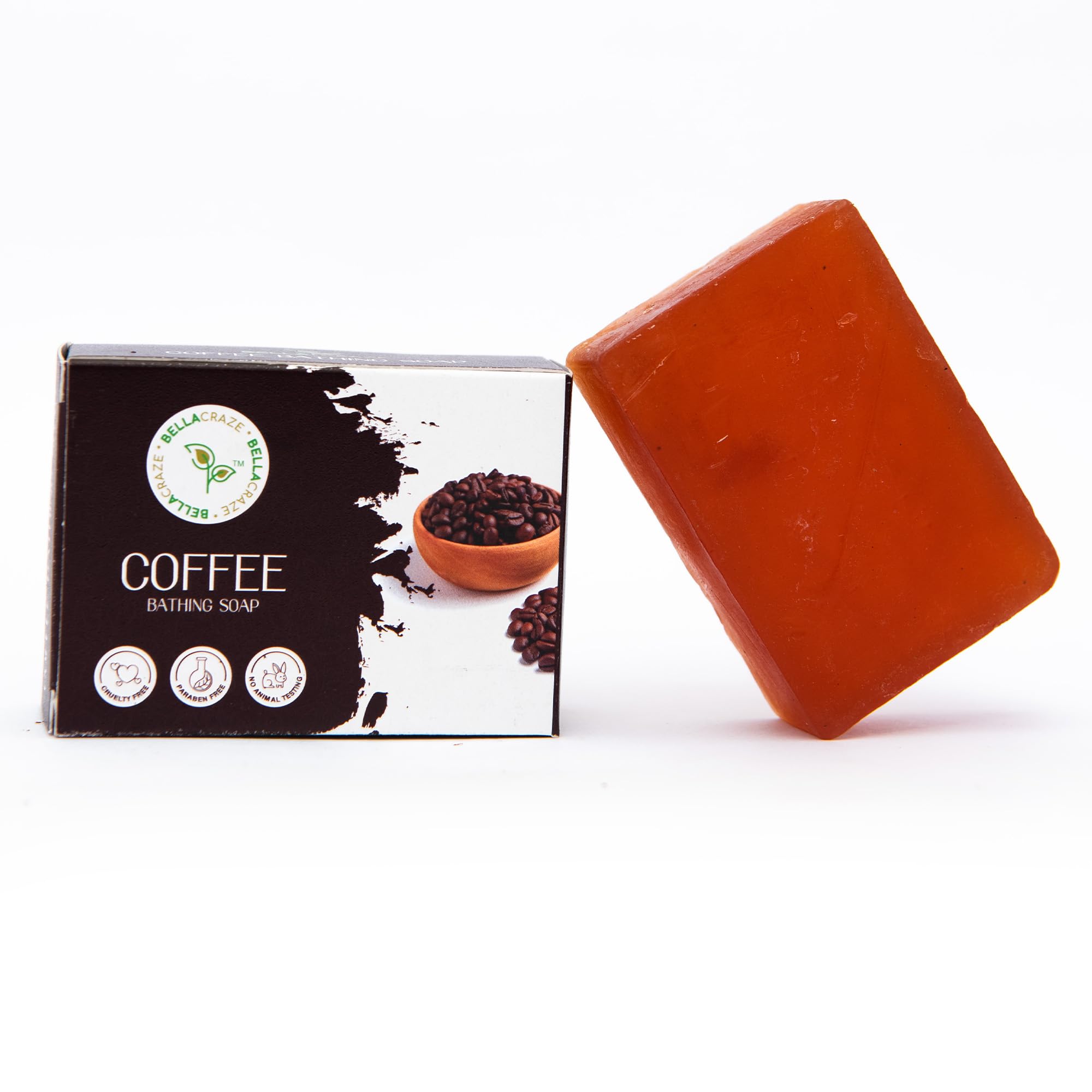 BELLACRAZE Coffee Soap for Face & Body - Natural Exfoliating Cleanser for Soft, Clear & Acne-Free Skin, Reduces Dark Circles & Improves Skin Glow - Suitable for All Skin Types - 300g Brown Bath Soap (Pack of 3) - Perfect for Morning Skincare Routine & Relaxing Bath Time