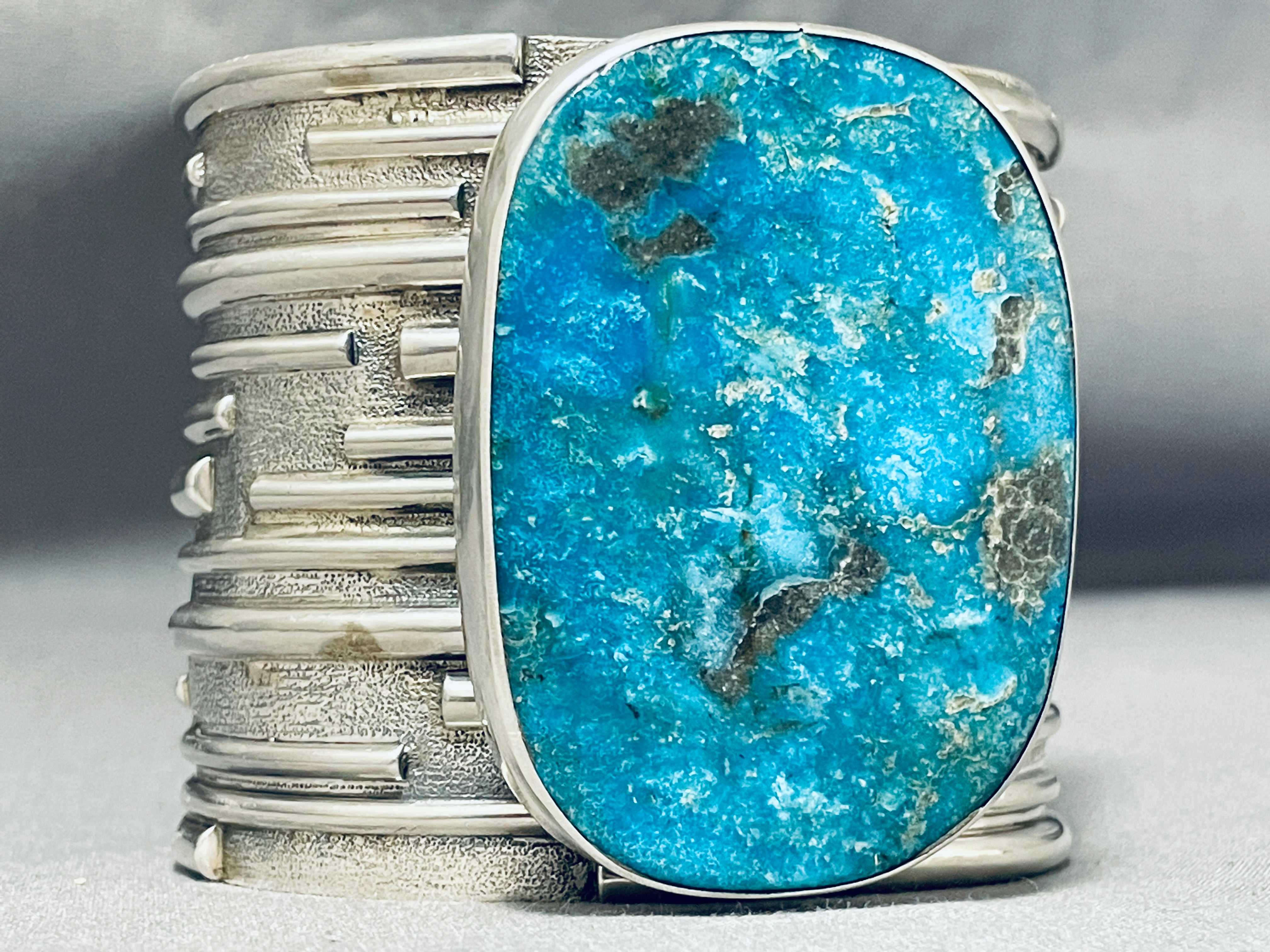 200 Gram Monster Gilbert Turquoise Native American Navajo Sterling Silver Bracelet - Handmade Southwest Jewelry for Women & Men - Perfect for Boho Fashion, Gift Giving & Special Occasions