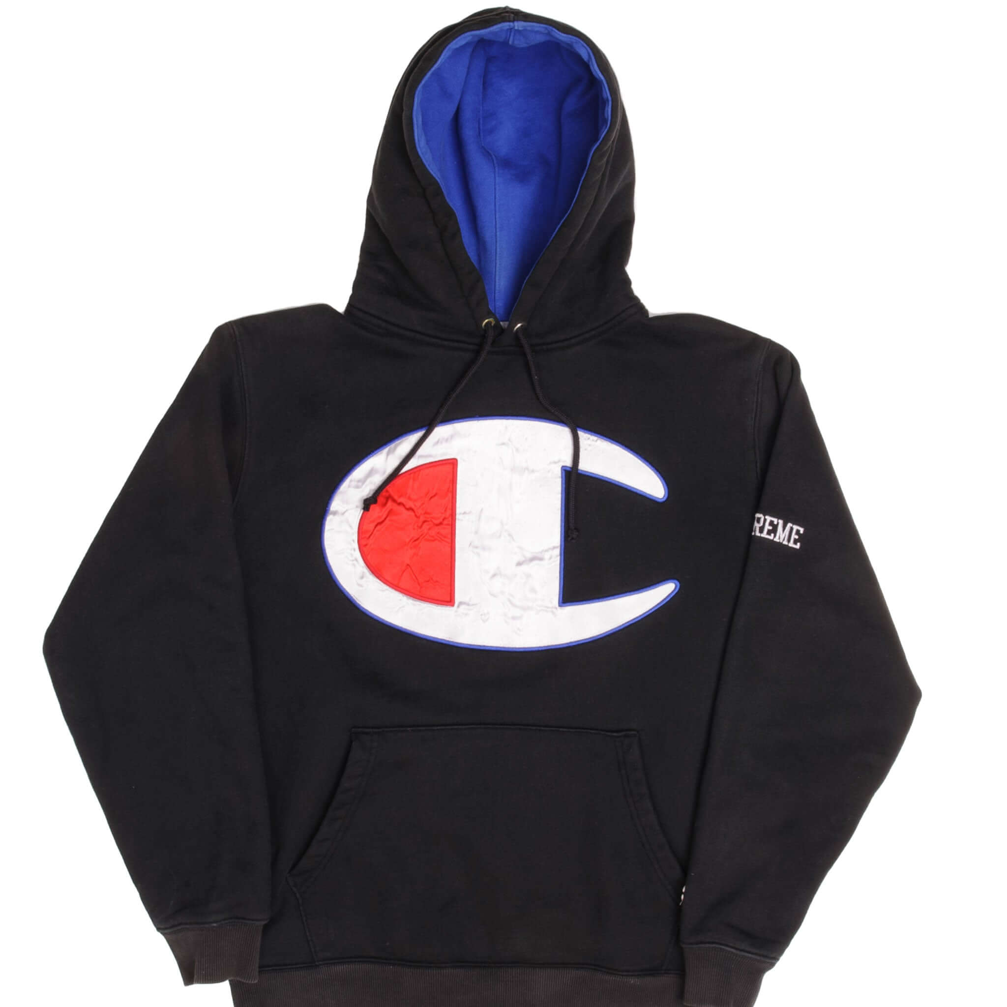 Champion x Supreme Satin Logo Hoodie Sweatshirt SS17 - Medium Size | Streetwear Fashion for Men & Women | Gym, Casual Wear & Urban Style
