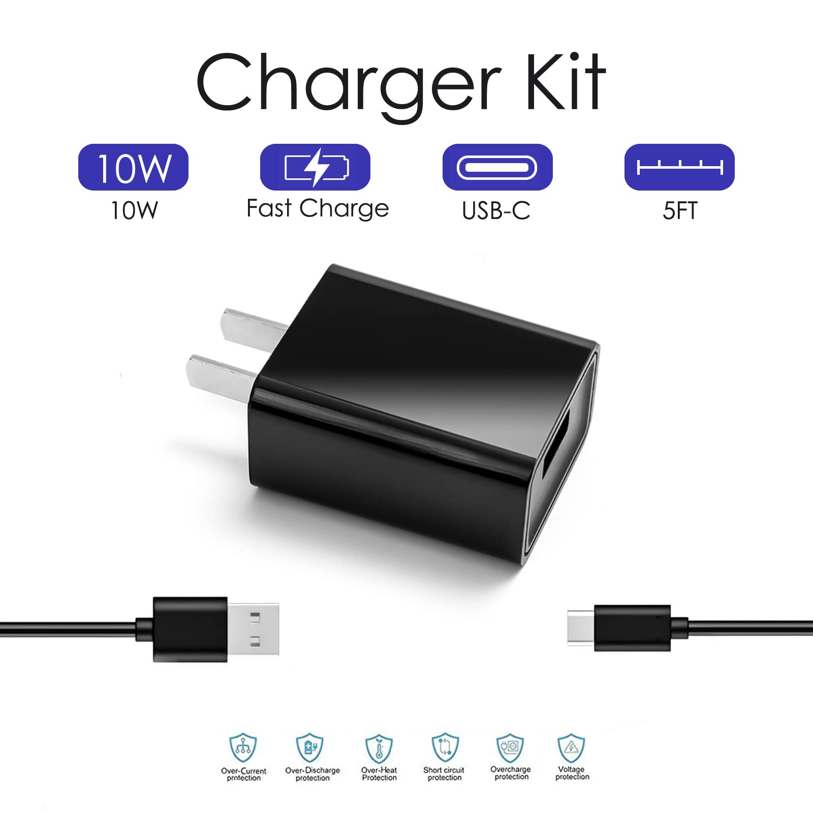 Phantom 2 Charger 5FT USB C Fast Charging Cable - Compatible with Bushnell Phantom 2, Treblab HD77/HD-Max Speaker, Comiso E6/E26 Earbuds, Ampcaddy Version 3 Pro Max - Perfect for Home, Office & Travel Charging