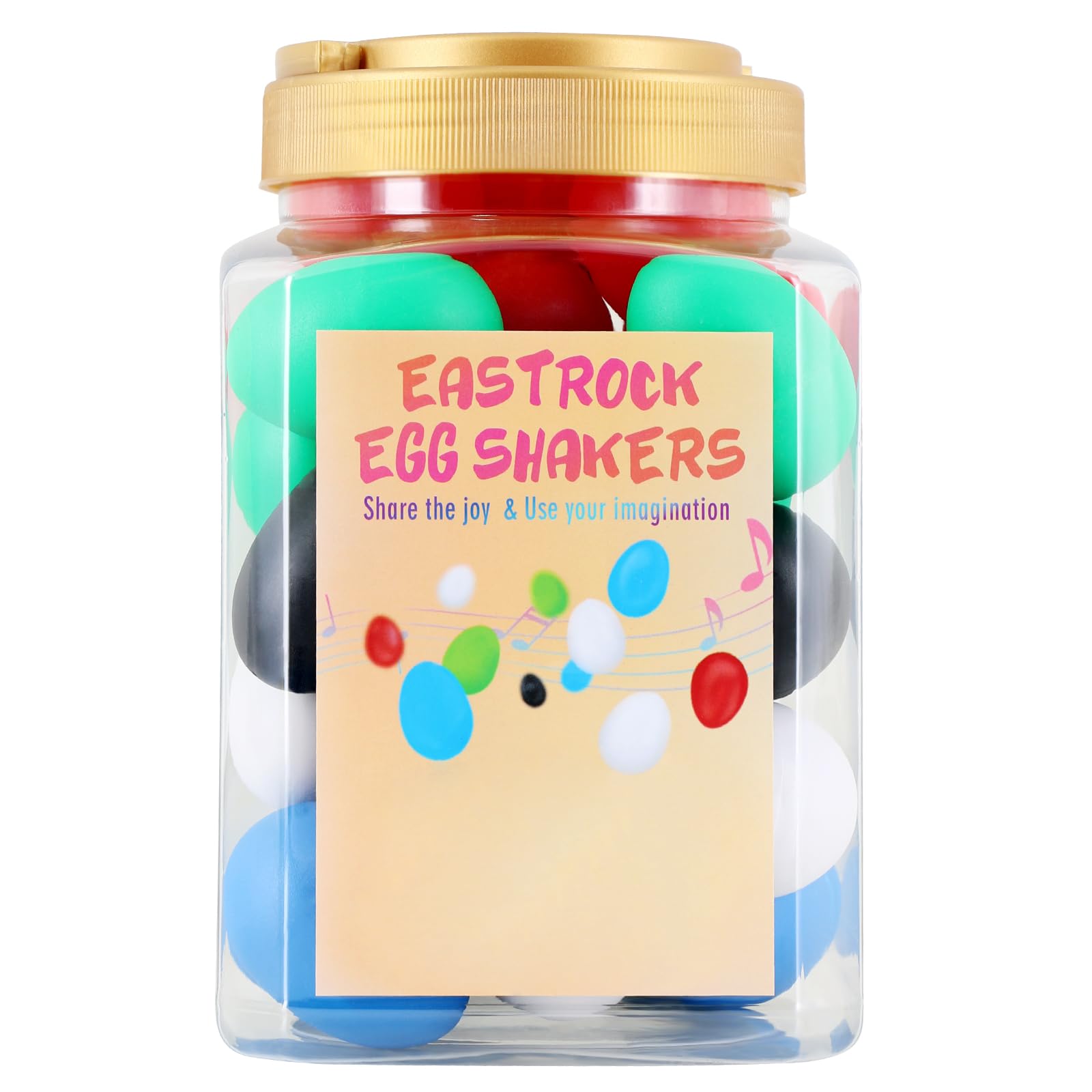 EASTROCK 30-Piece Plastic Egg Shakers Set - Colorful Percussion Maracas for Kids, Music Education & Rhythm Learning - Includes Storage Bottle - Perfect for Easter Egg Hunts, DIY Painting, Classroom Activities & Party Favors