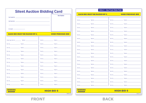 Silent Auction Full Page Bidding Sheets - 100 Pack | Bulk Bidding Forms for Charity Events, Fundraisers & School Auctions