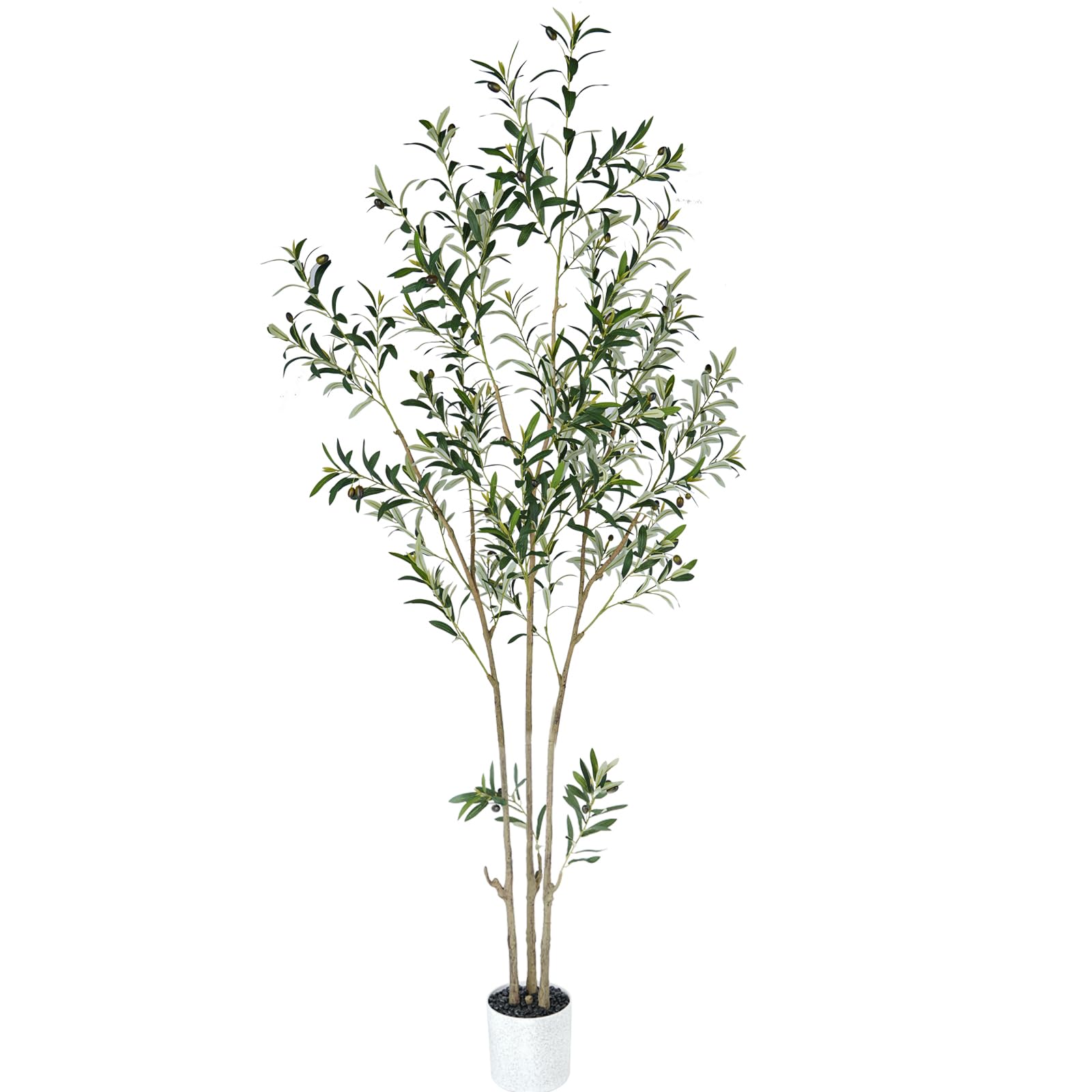 84'' Tall Artificial Olive Tree - Realistic Fake Potted Plant for Home, Office & Living Room Decor - Perfect for Modern Interior Design & Empty Corner Spaces