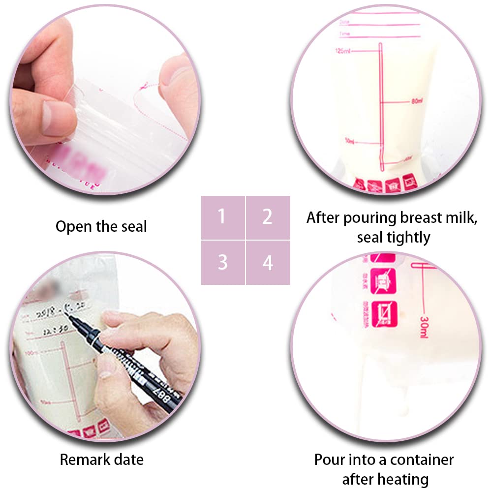 MANTTH 30 Pcs 4.2oz Breastmilk Storage Bags - Leakproof Stand-Up Design for Breast Milk Collection & Freezing - BPA Free Breast Milk Pouches for Nursing Moms & Babies - Perfect for Pumping, Storing, and Organizing Breast Milk at Home or On-the-Go