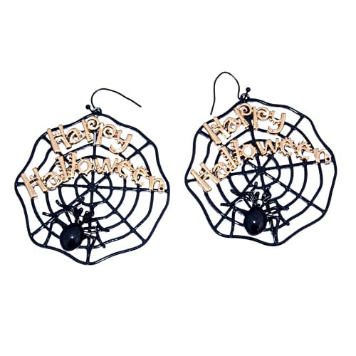 XS Fun Black Spider Halloween Drop Dangle Spider Web Earrings for Women and Girls - Perfect for Halloween Parties, Costume Accessories, and Spooky Fashion