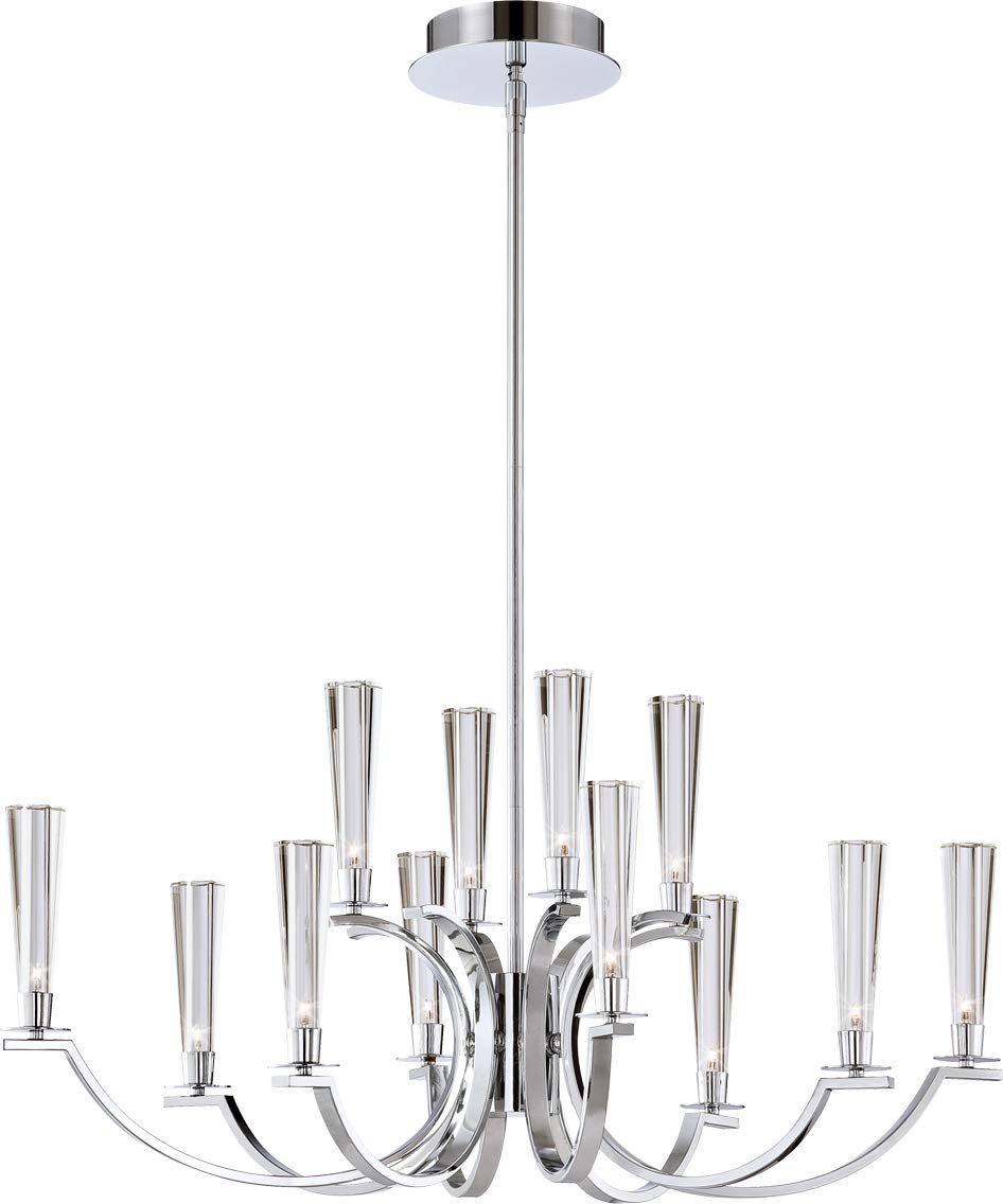 Eurofase 25636-017 Chrome Oval Chandelier 12-Light Fixture - Elegant Dining Room Lighting for Restaurants & Luxury Homes