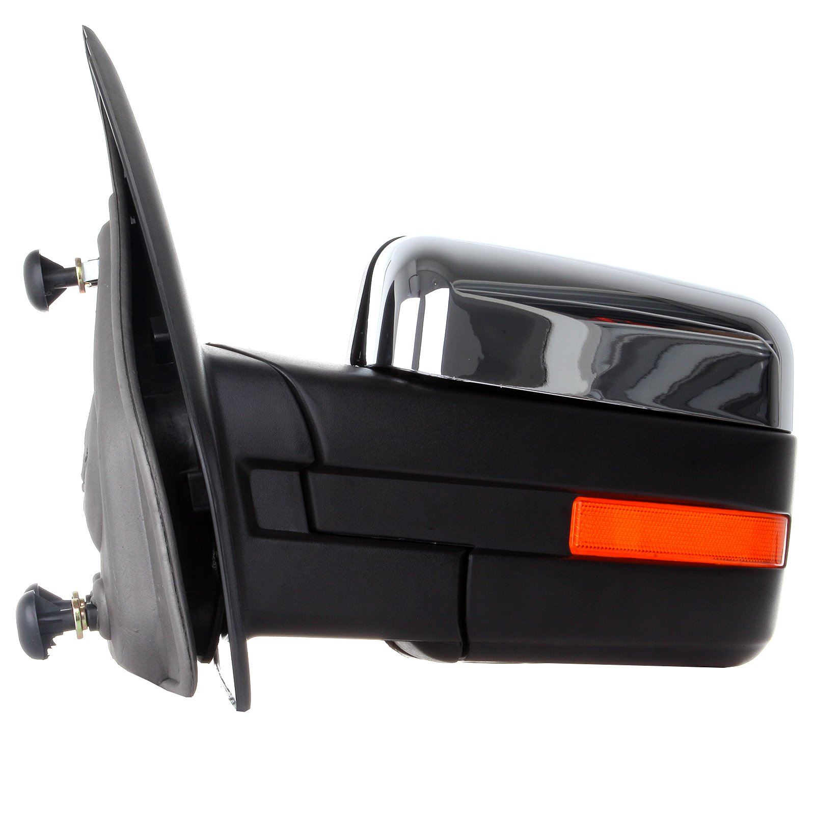 CCiyu Power-Adjusted Heated Towing Mirror with Turn Signal & Puddle Light - Chrome LH Left Side Compatible with Ford F150 (2004-2014) & F-250 (1997-1999) - Perfect for Towing, Night Driving & Off-Road Adventures