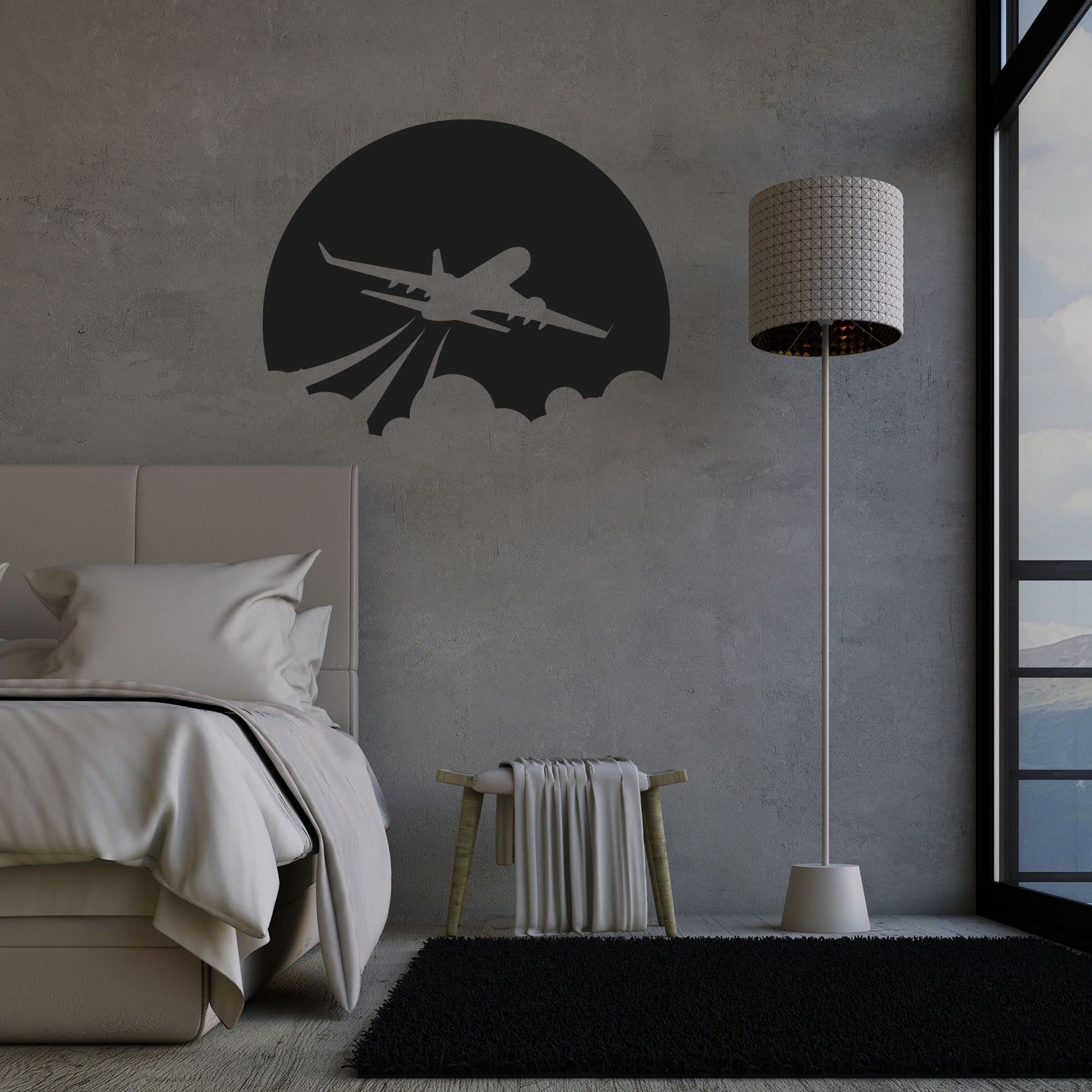 Flying Airplane Wall Decal - 28x30 Inch Vinyl Sticker for Kids Room, Nursery, Bedroom Decor - Airplane, Jet & Helicopter Silhouette Art - Fun Home Decoration for Boys & Girls - Perfect for Themed Rooms, Playrooms & Birthday Parties