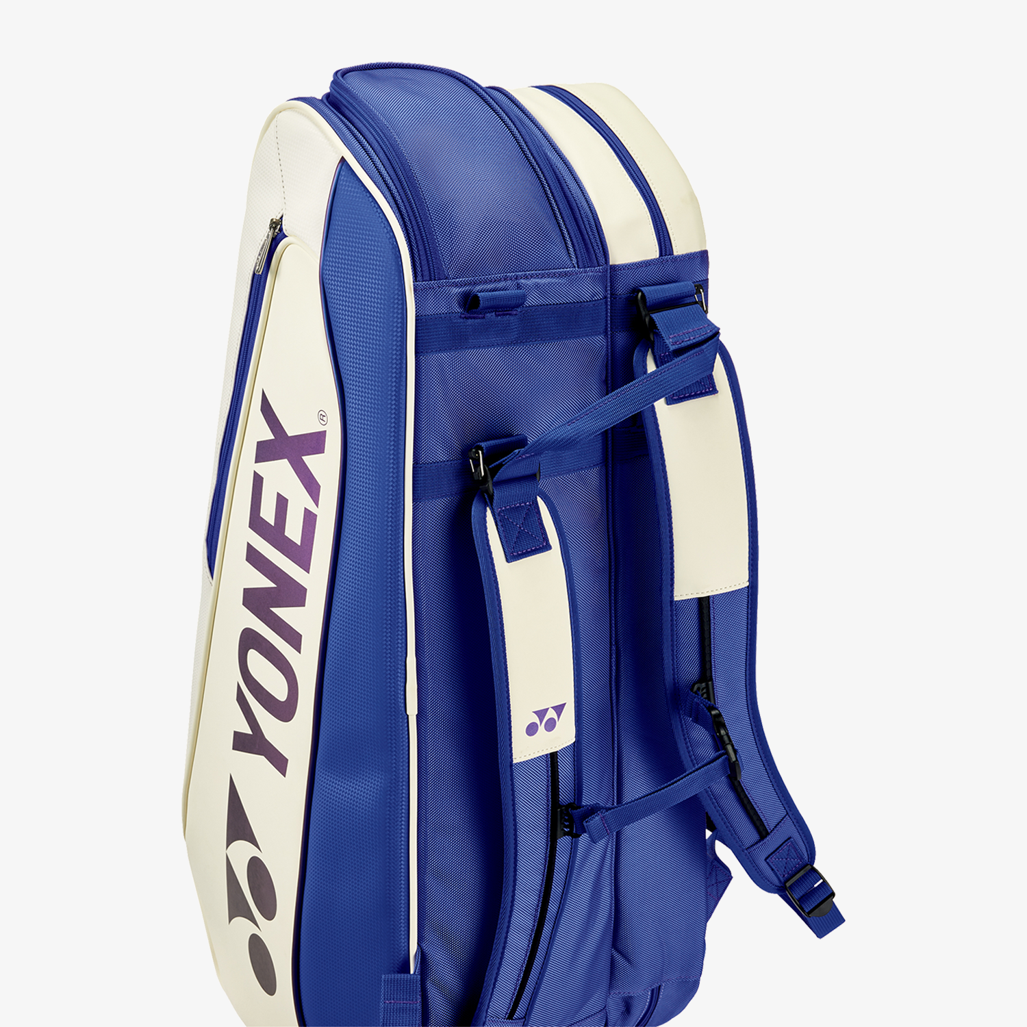 Yonex BAG02526WDB Expert Badminton Tennis Racket Bag 6-Pack (White/Deep Blue) - Perfect for Sports Training, Gym & Travel Accessories Storage