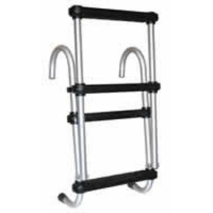 JIF Marine ASC Removable Folding Pontoon Ladder - Heavy Duty Aluminum Boat Ladder for Easy Water Access | Perfect for Fishing, Swimming & Water Sports