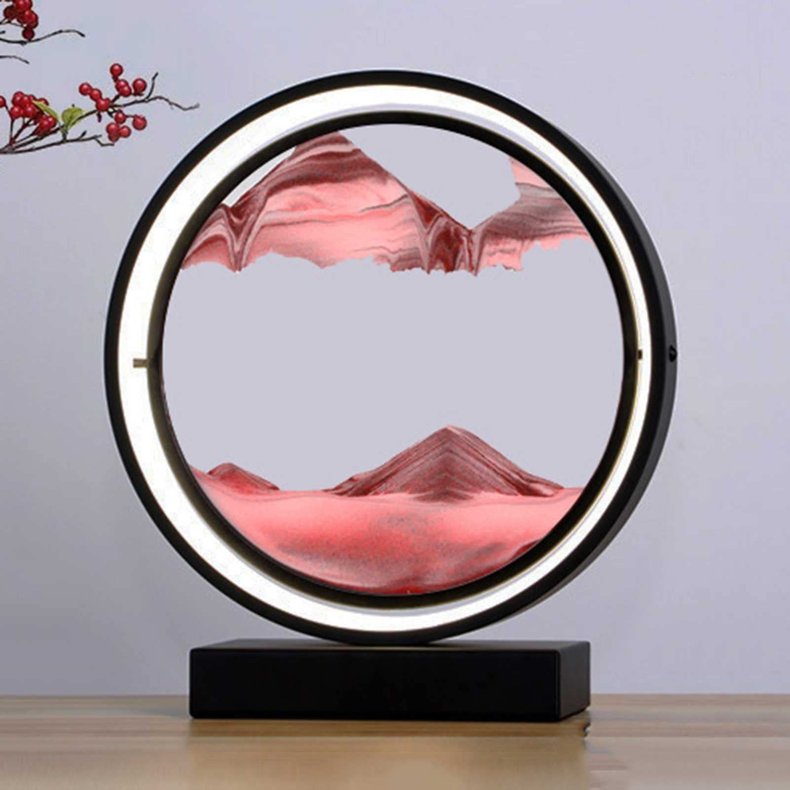 WENCY LED Flowing Sand Art Painting - 3D Deep Sea Sandscape in Motion, Round Glass Sand Display with Flowing Frame, Desktop Decor for Adults & Kids, Home & Office Creative Gift - Perfect for Relaxation, Stress Relief, and Unique Home Decor
