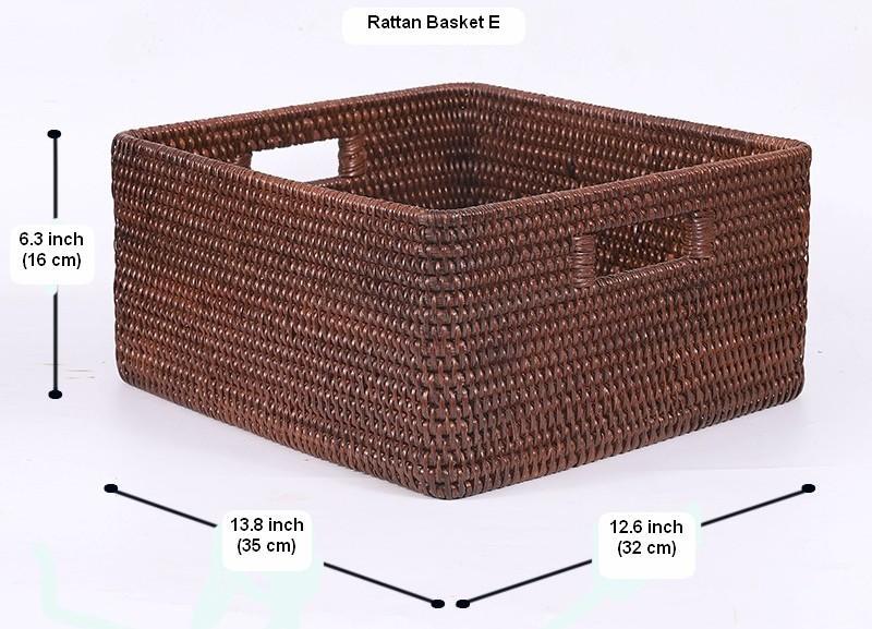 Large Brown Woven Rattan Storage Basket - Rectangular Organizer for Kitchen, Clothes, Toys & Home Decor | Perfect for Shelves, Closets & Laundry Rooms