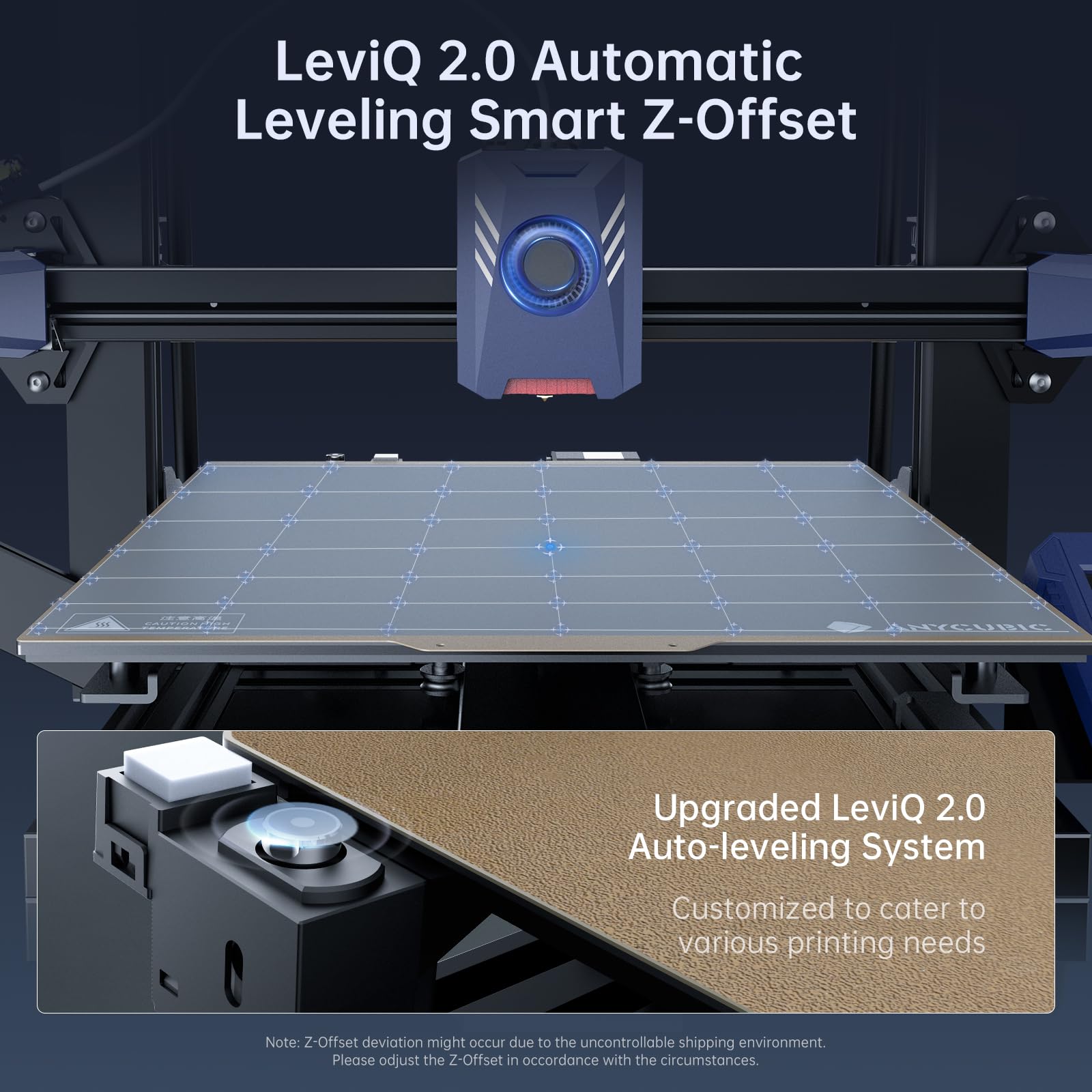 Anycubic Kobra 2 Plus 3D Printer - 500mm/s High-Speed Printing, Dual Z-Axis, Auto Leveling, 320x320x400mm Build Volume - Perfect for DIY Projects, Prototyping & Home Use