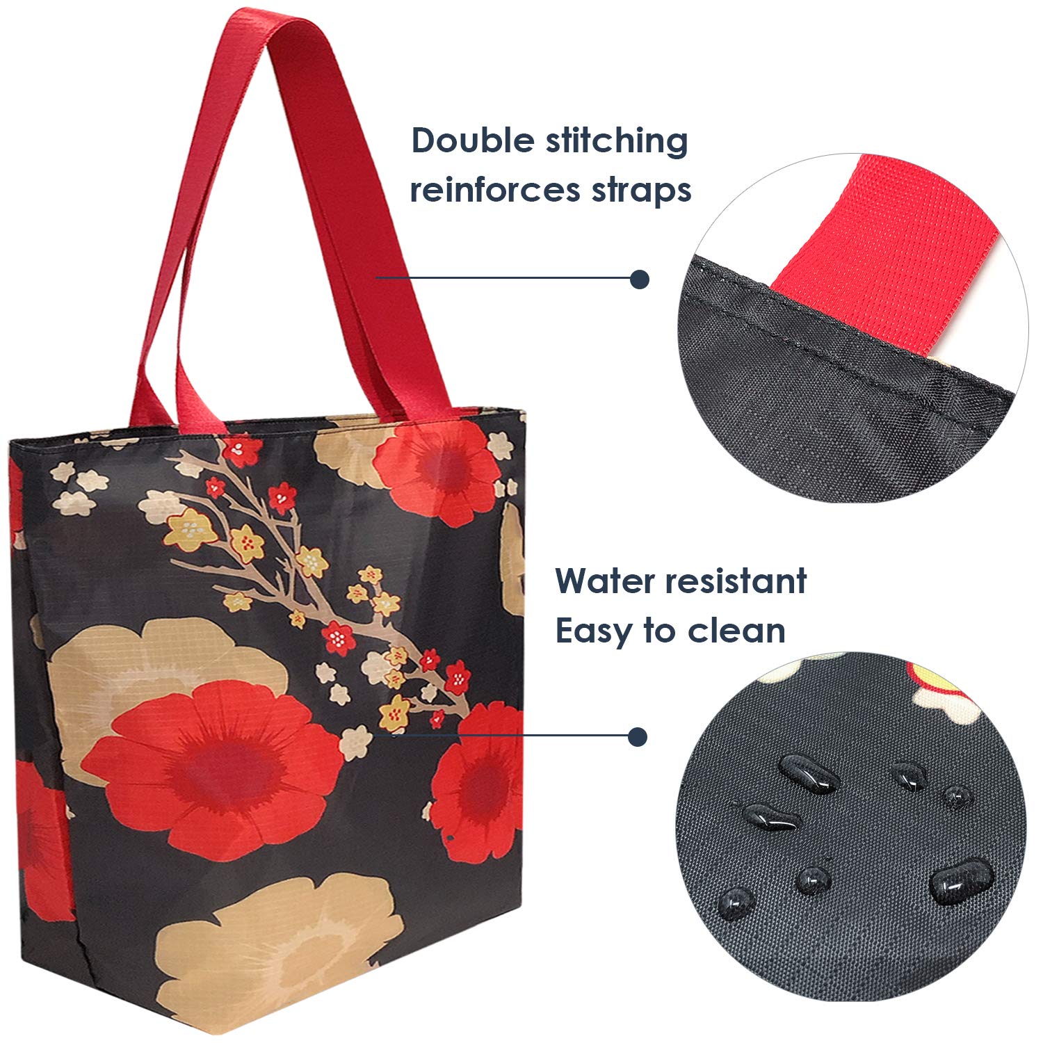 Allydrew Foldable Lightweight Tote Bag - Durable Ripstop Polyester Reusable Shopping Bag for Women & Men - Perfect for Travel, Gym, Beach, Work & Everyday Use