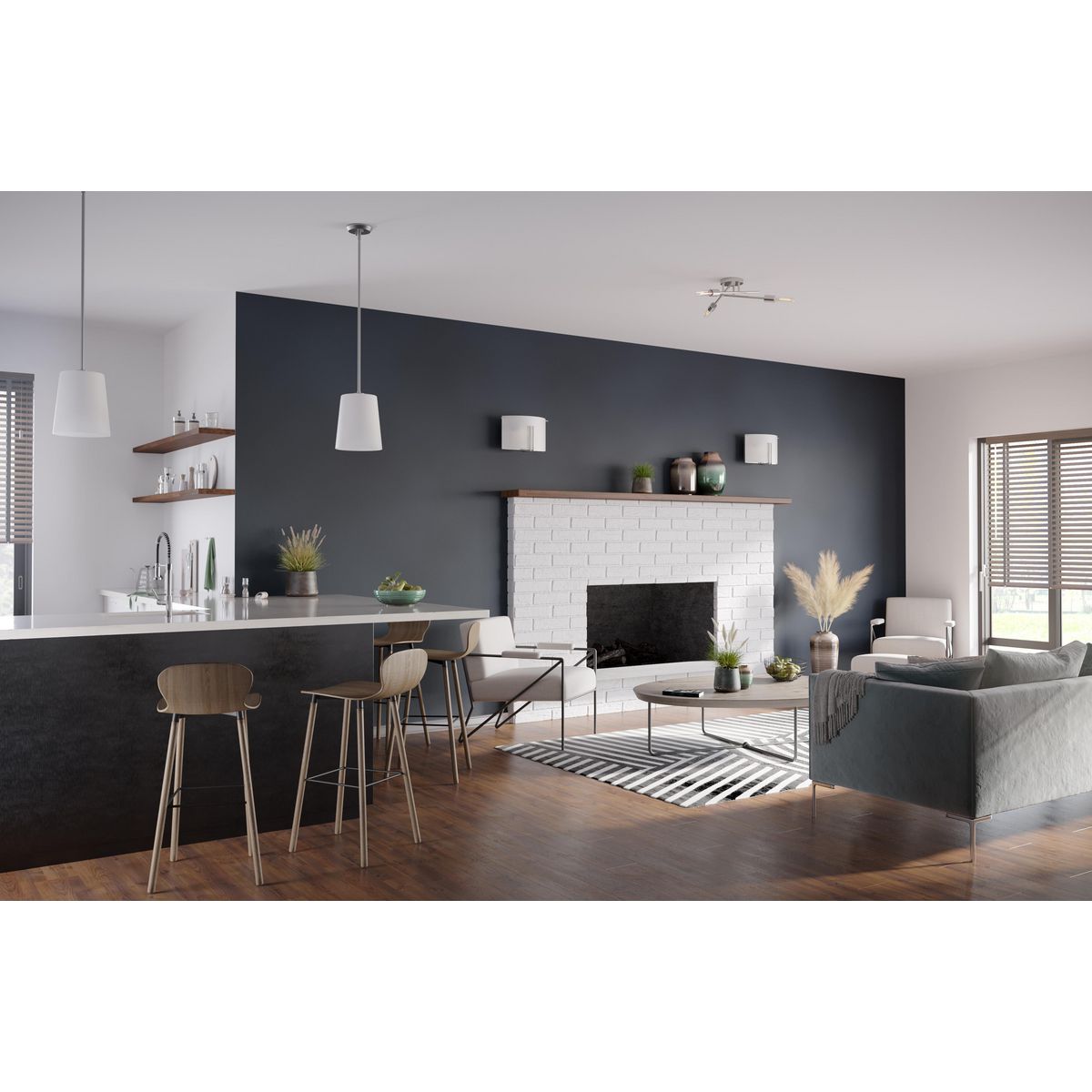 Clarion Collection One Light Etched White Glass Pendant Lighting Fixture - Modern Ceiling Light for Dining Room, Kitchen Island & Bedroom