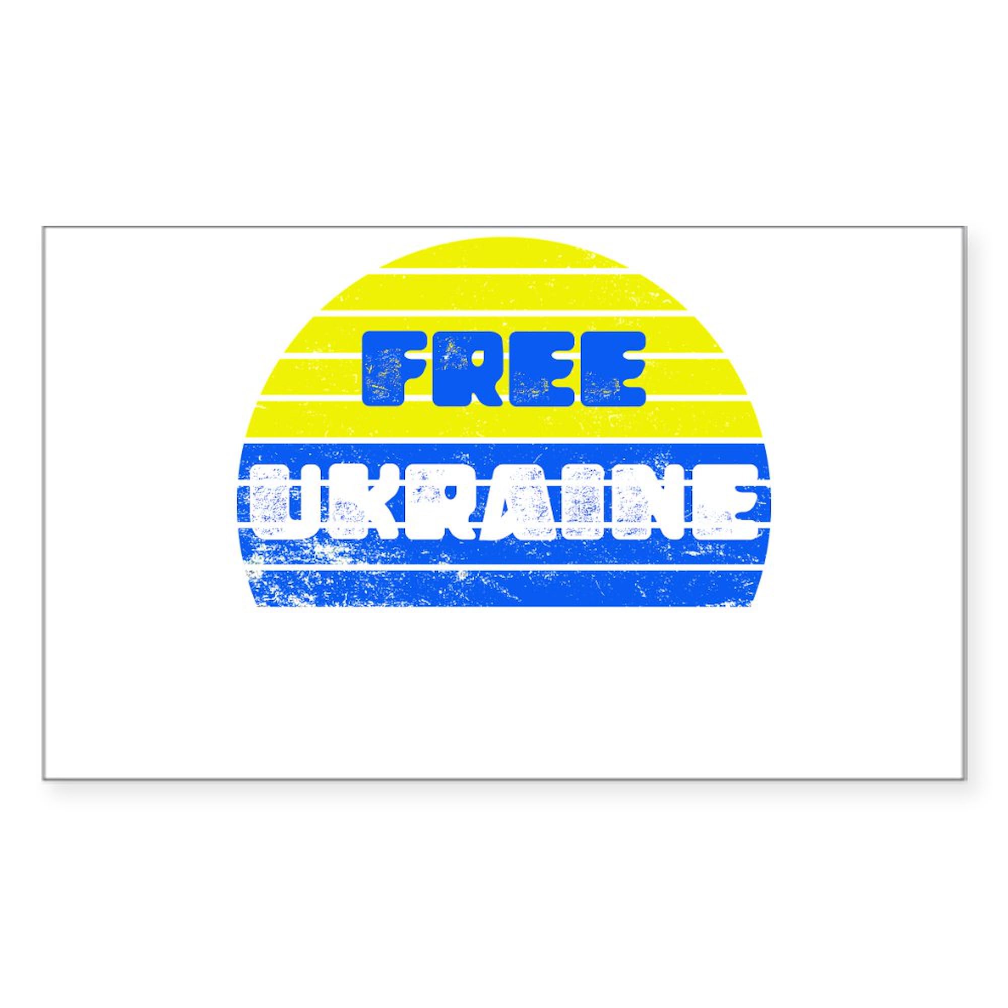Free Ukraine Rectangle Bumper Sticker - Patriotic Car Decal for Cars, Trucks & Windows - Show Support with Vinyl Sticker for Vehicles, Laptops & More