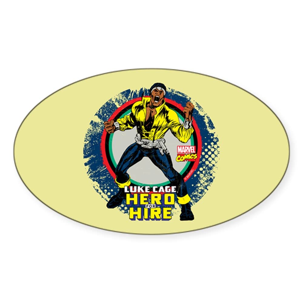 Luke Cage Classic Grunge Oval Bumper Sticker - Durable Euro Oval Car Decal for Cars, Trucks & Laptops - Perfect for Marvel Fans & Superhero Enthusiasts
