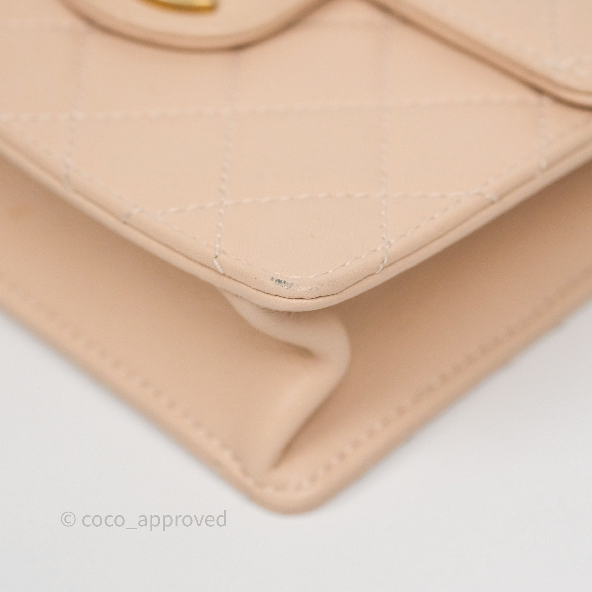 Chanel Classic Flap Bag Quilted Beige Pink Goatskin Leather with Pearl & Aged Gold Hardware - Luxury Crossbody Purse for Women, Perfect for Date Night & Special Occasions