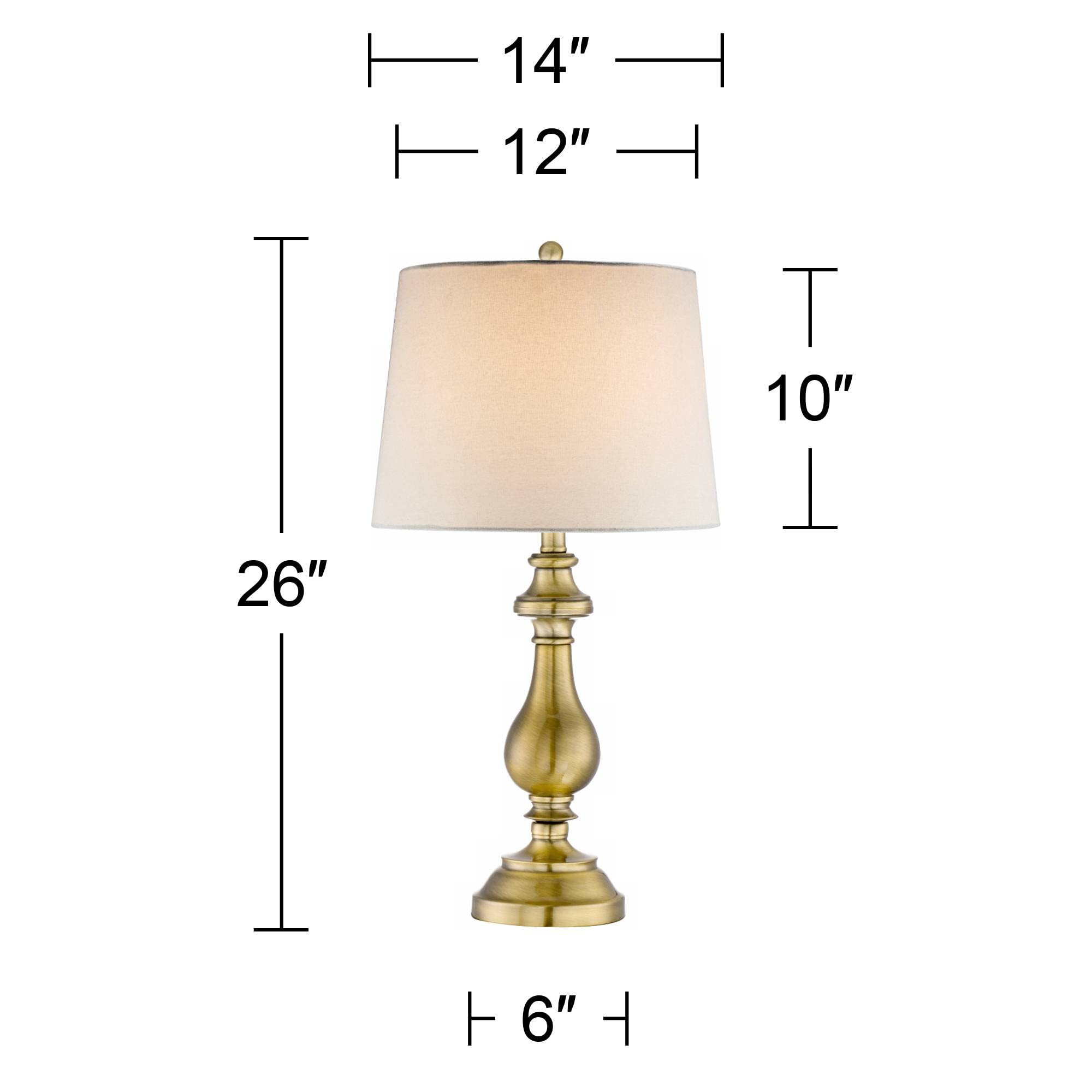 Regency Hill Fairlee Traditional Candlestick Table Lamps - Set of 2, 26