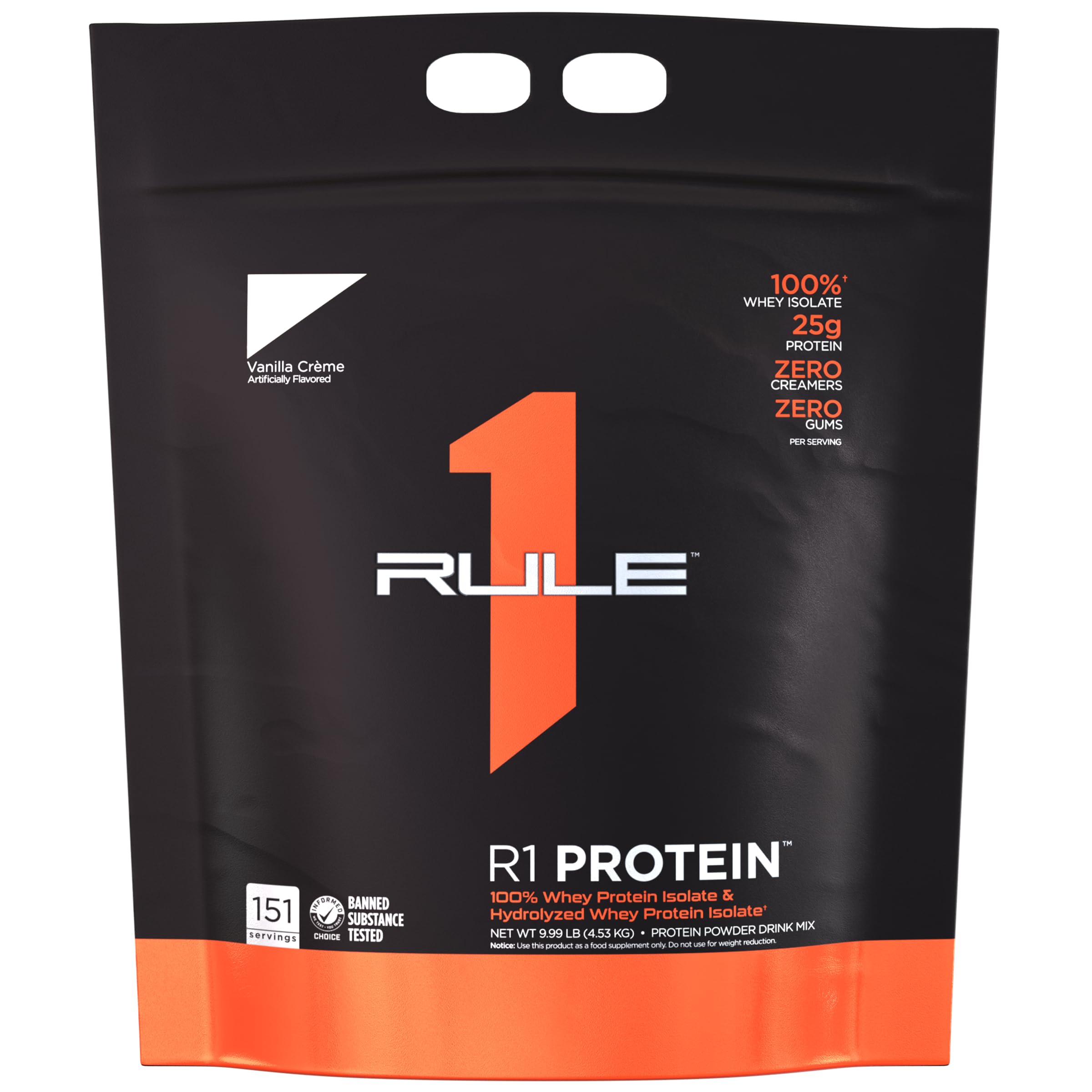 Rule One Proteins R1 Protein Powder - 25g Fast-Acting, Super-Pure 100% Whey Isolate & Hydrolysate with 6g BCAAs (10 lbs, Vanilla Créme) for Post-Workout Recovery & Muscle Growth