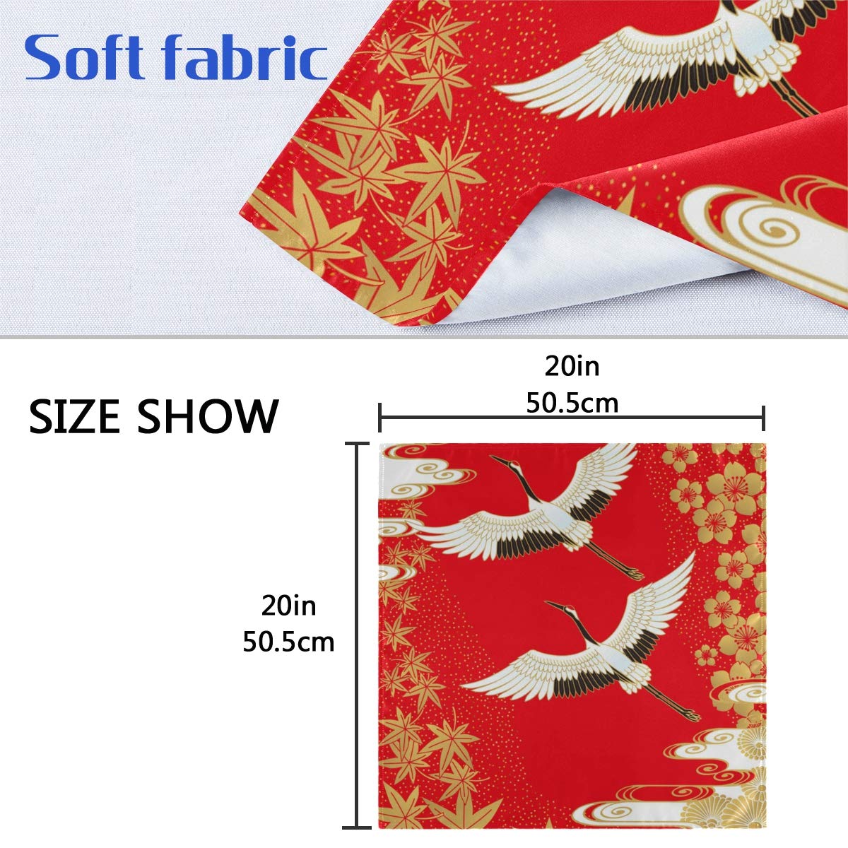 Japanese Cherry Blossom & Maple Leaf Cloth Napkins Set of 4 - 20x20 Inch Washable Cotton Dinner Napkins for Family Dining, Wedding Party, Restaurant & Holiday Decor - Elegant Table Linens for Everyday Use & Special Occasions