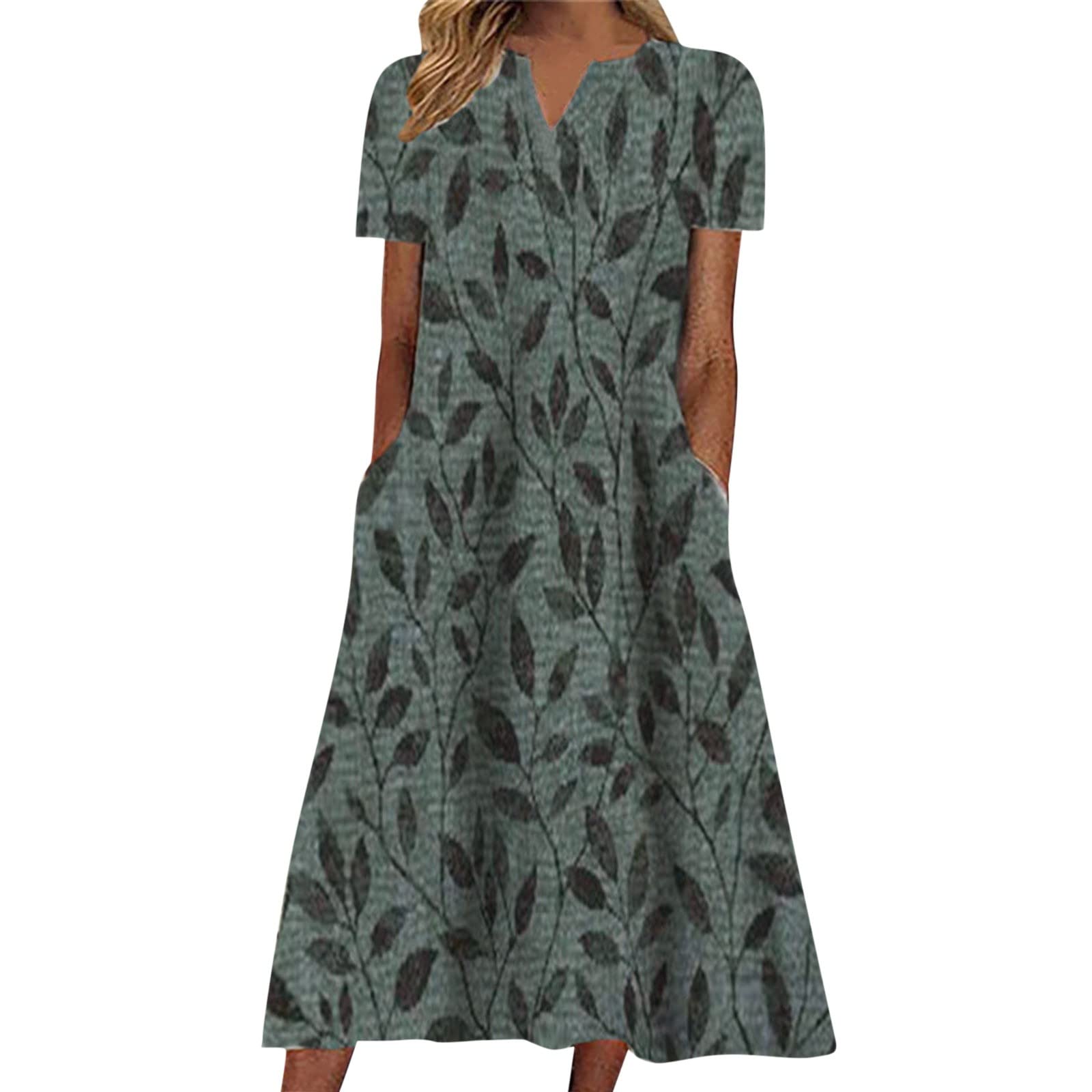 Women's Floral Print V-Neck Short Sleeve Casual Dress - Summer Sling Sack Dress for Women (White) | Perfect for Beach Outings, Date Nights & Office Wear