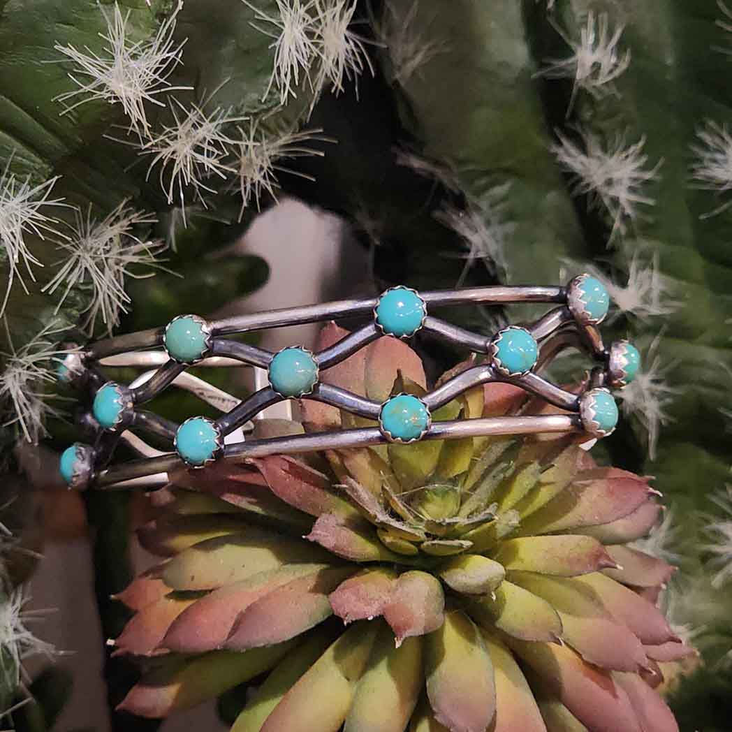 13 Stone Turquoise Cuff Bracelet for Women - Natalie Handmade Boho Jewelry | Perfect for Casual Wear, Parties & Gift Giving