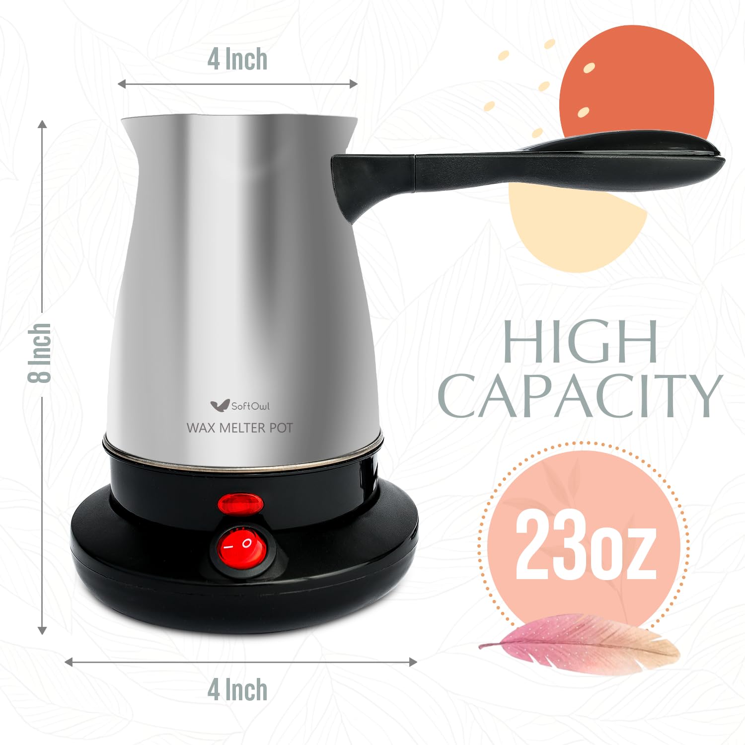 SoftOwl 23 Oz Stainless Steel Electric Wax Melting Pot - Professional Candle Making Kit with Dripless Pouring Spout - Wax Warmer for DIY Candles, Soap Making & Wax Melts - Perfect for Home Crafting and Small Business Use