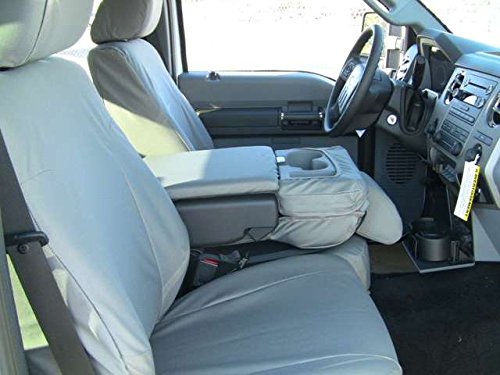 Durafit F480-X4 Custom Seat Covers for Ford F150-F550 Trucks | 40/20/40 Split Front Seat Design with Console Opening | Premium Taupe Automotive Twill Fabric | Perfect for Work Trucks, Off-Roading & Daily Commutes