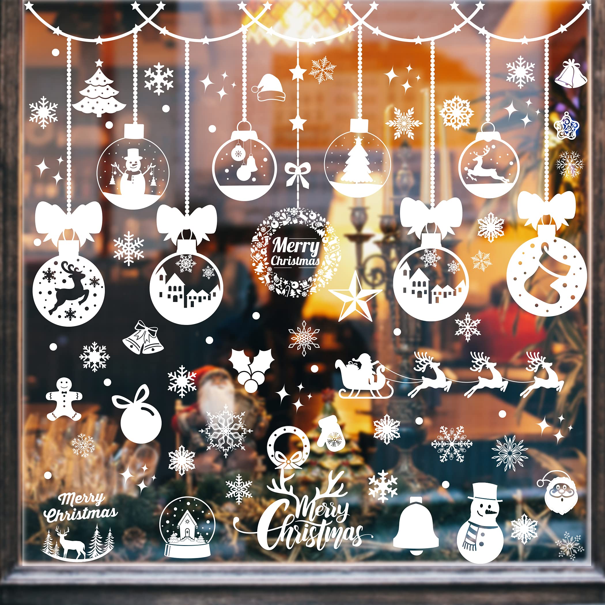 10 Sheets Christmas Window Clings - Snowflake Window Decals & Winter Decorations (419 Pcs) for Holiday Home Decor, Office & Party Decorating