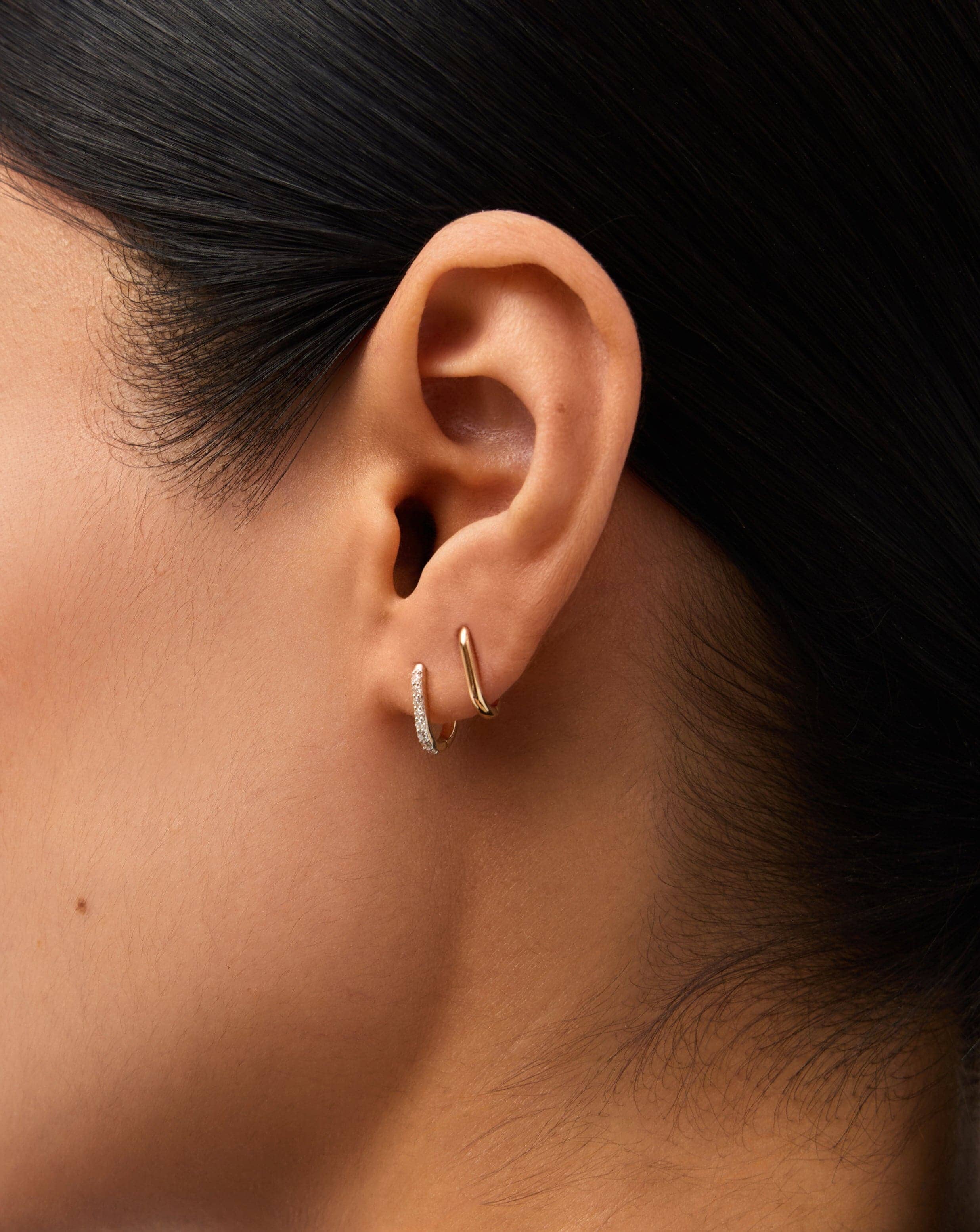 14K Solid Gold Mini Hoop Earrings for Women - Elegant Ovate Design, Hypoallergenic Fine Jewelry - Perfect for Everyday Wear, Date Nights & Special Occasions
