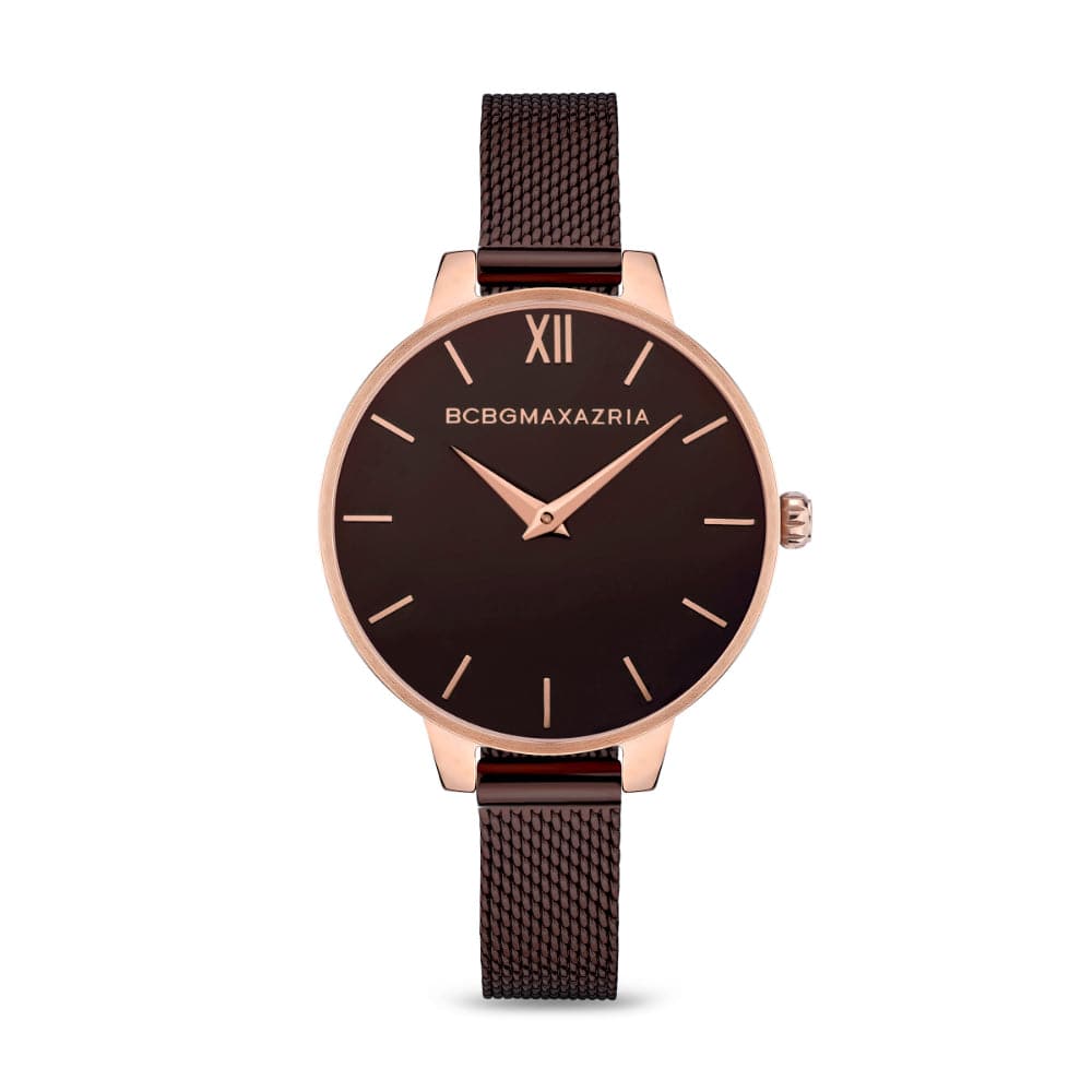 BCBGMAXAZRIA BAWLG2133402 Women's Brown Mesh Strap Watch - Elegant Fashion Accessory for Everyday Wear & Special Occasions