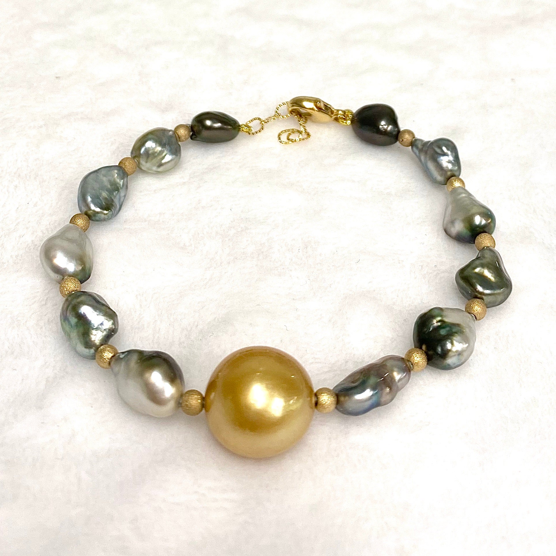 Mayra Bracelet - 14K Gold South Sea & Tahitian Keshi Pearl Jewelry for Women | Elegant Gift for Weddings, Anniversaries & Special Occasions