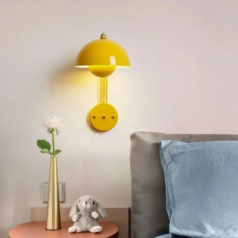 Mushmi Mushroom Wall Light - Black, White, Red, Yellow - Modern LED Night Light for Bedroom, Nursery, Living Room & Hallway Decor