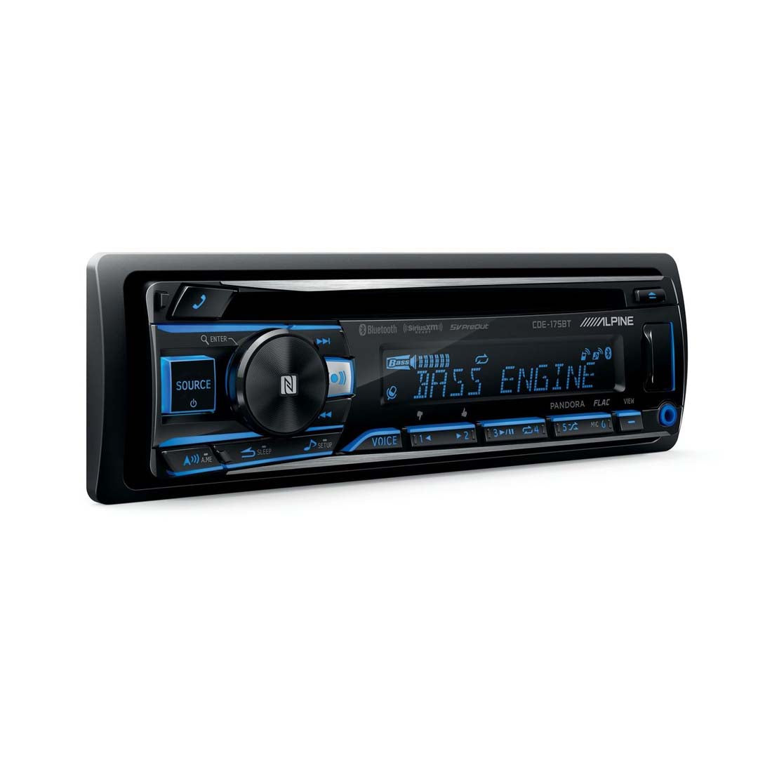 Alpine CDE 175BT Single DIN Car Stereo with Bluetooth, USB, Aux Input - In-Dash CD Player for Cars, MP3/WMA Playback, Hands-Free Calling - Perfect for Road Trips & Daily Commutes