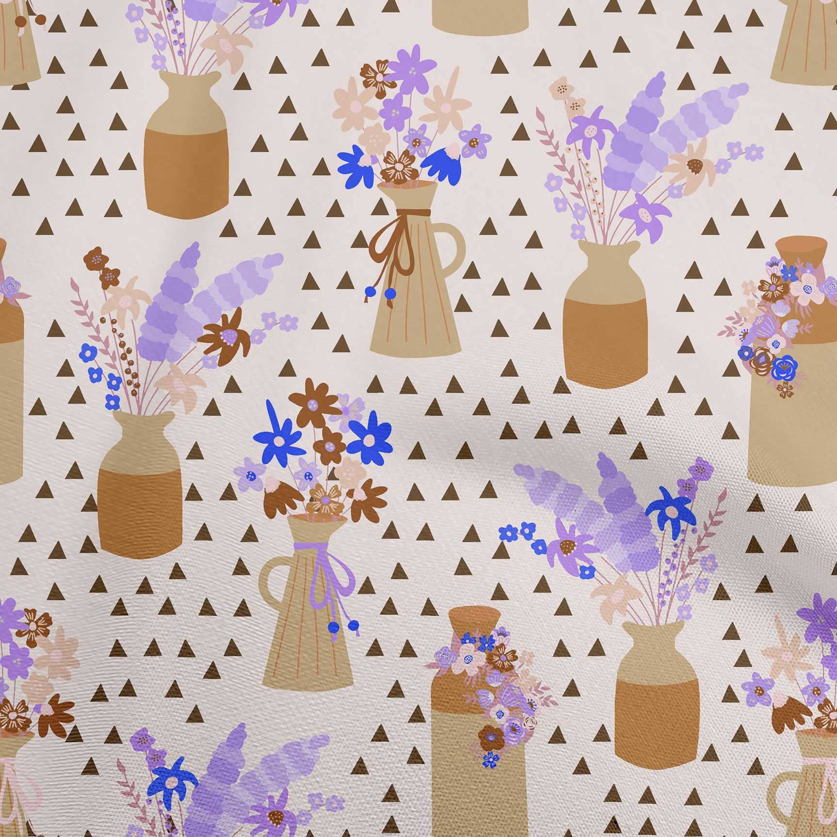 oneOone Cotton Flex Rust Brown Fabric Floral Vase Geometric Print - 40 Inch Wide by The Yard for Sewing, Quilting & DIY Craft Projects | Perfect for Home Decor, Upholstery & Fashion Accessories