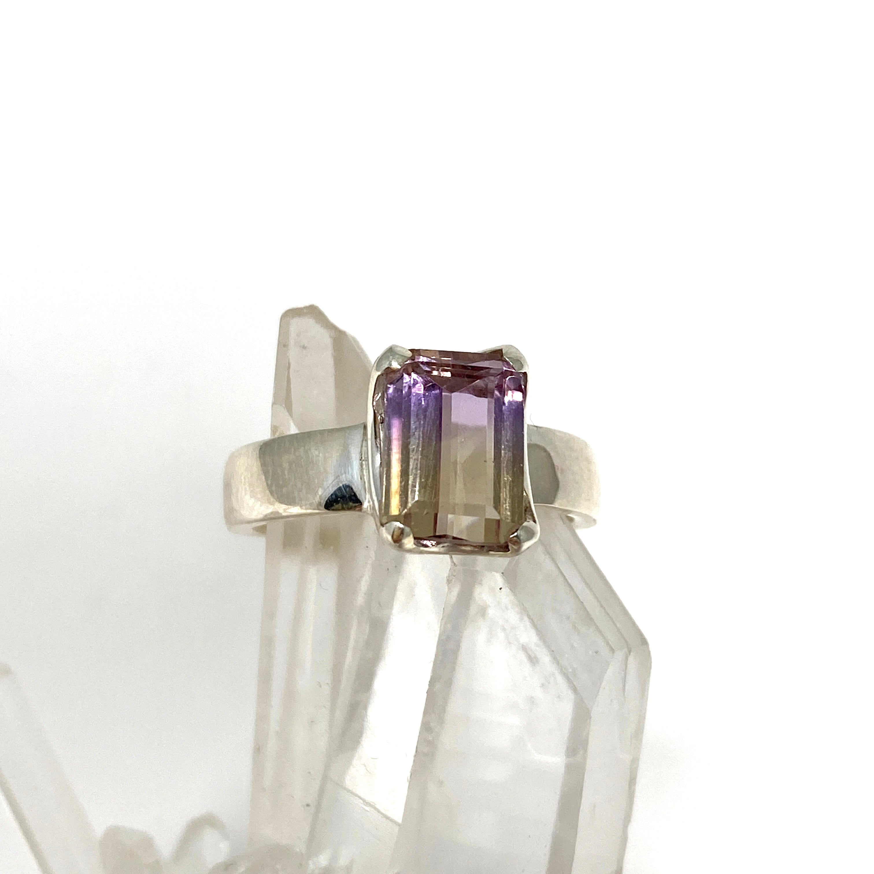 Stunning Ametrine Emerald Cut Faceted Ring PRGJ489 - Elegant Jewelry for Weddings, Anniversaries & Special Occasions