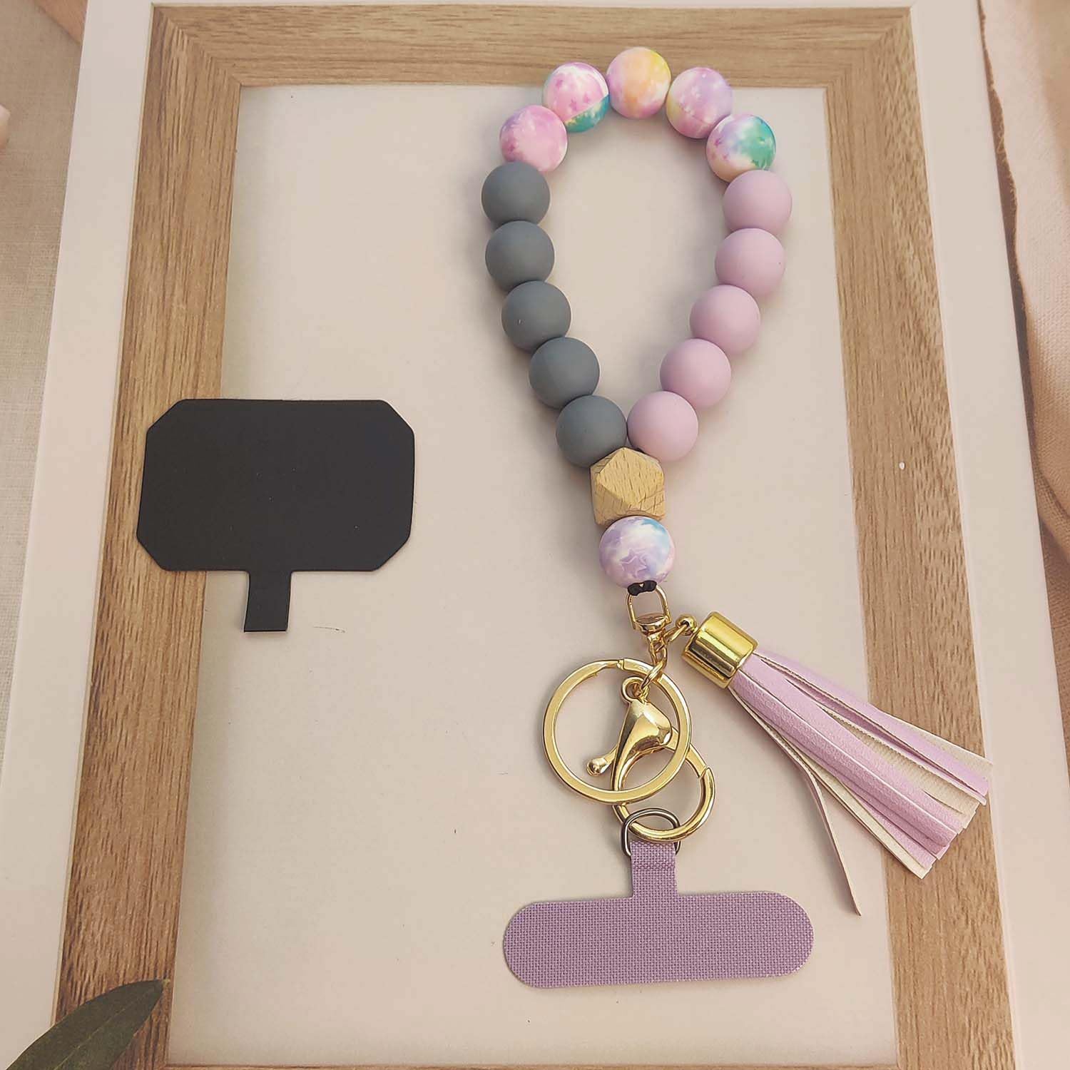 Cute Silicone Beaded Phone Lanyard - Elastic Wrist Strap with 2 Tether Tabs for Smartphones | Perfect for Work, Gym & Outdoor Activities