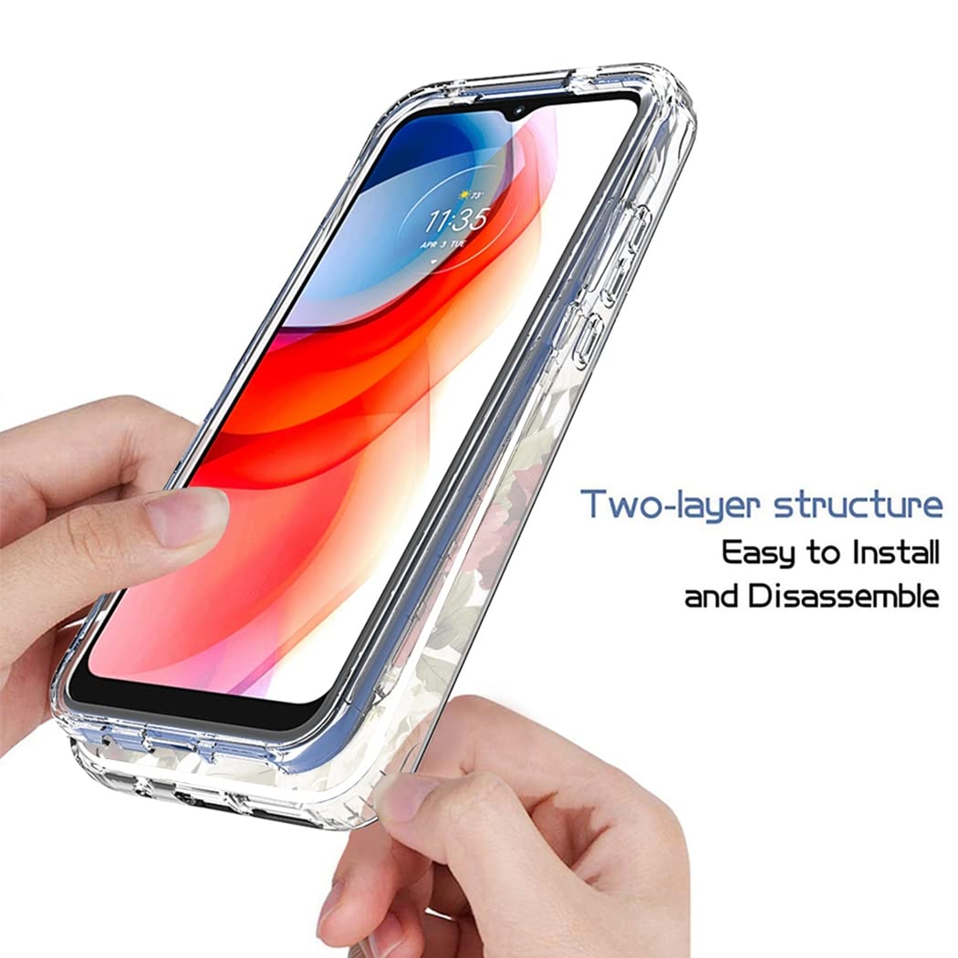 Premium Clear Floral Phone Case for Motorola Moto G Play 2021 (XT2093DL) with Tempered Glass Screen Protector - Slim Protective Cover with Cute Flower Design - Perfect for Everyday Use, Work & Travel