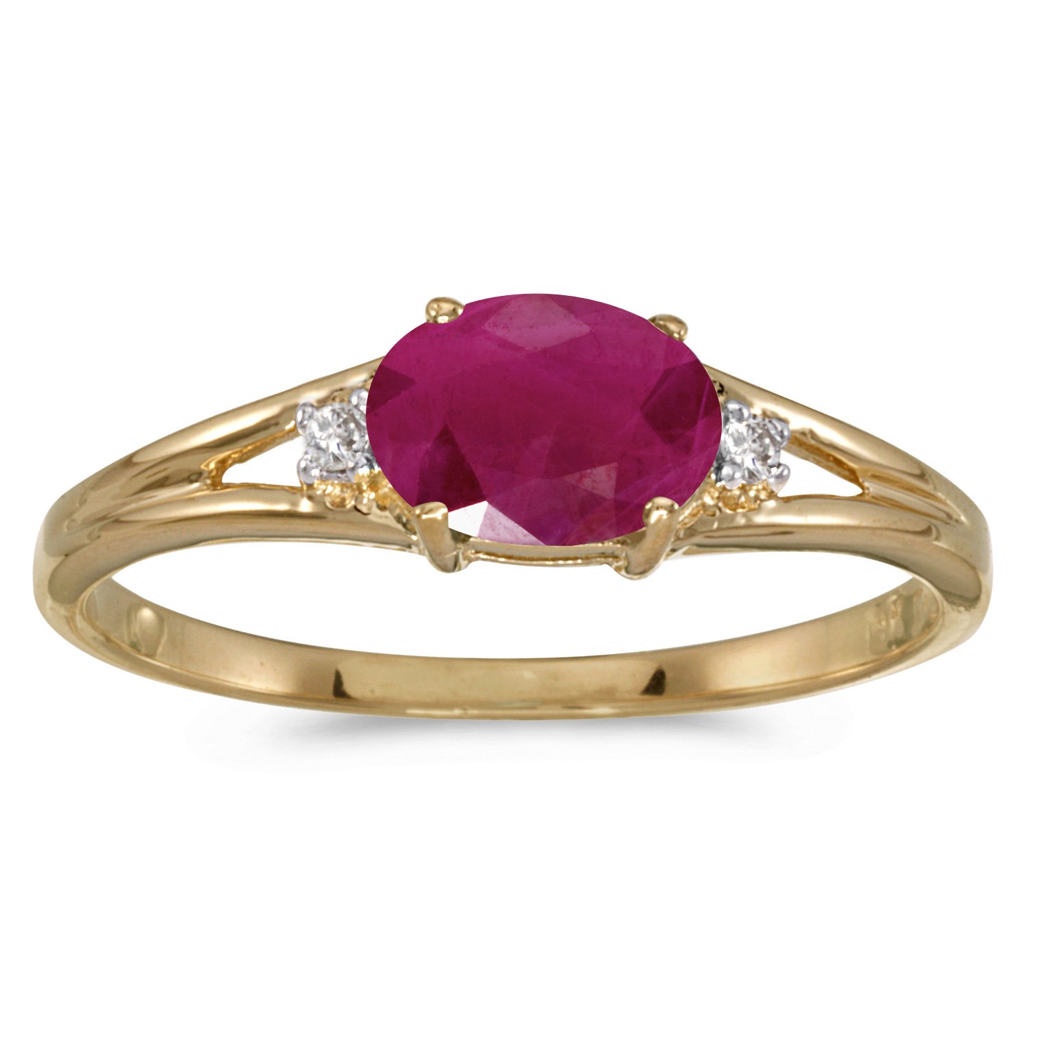 14K Yellow Gold Oval Ruby and Diamond Ring for Women – Elegant Vintage Style Engagement, Wedding, or Anniversary Jewelry Gift