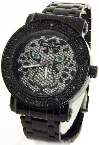 King Master Genuine Diamond Men's Watch - Black Case with Metal Band & 2 Interchangeable Straps (Model KM-556) - Perfect for Business, Formal Events & Luxury Gifts