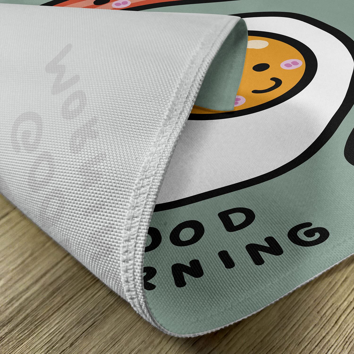 Ambesonne Breakfast Placemats Set of 4 - Washable Fabric Place Mats for Dining Table Decor in Pale Reseda Green, Cinnamon, Dark Yellow & Charcoal Grey - Perfect for Morning Meals, Kitchen Decor & Family Gatherings