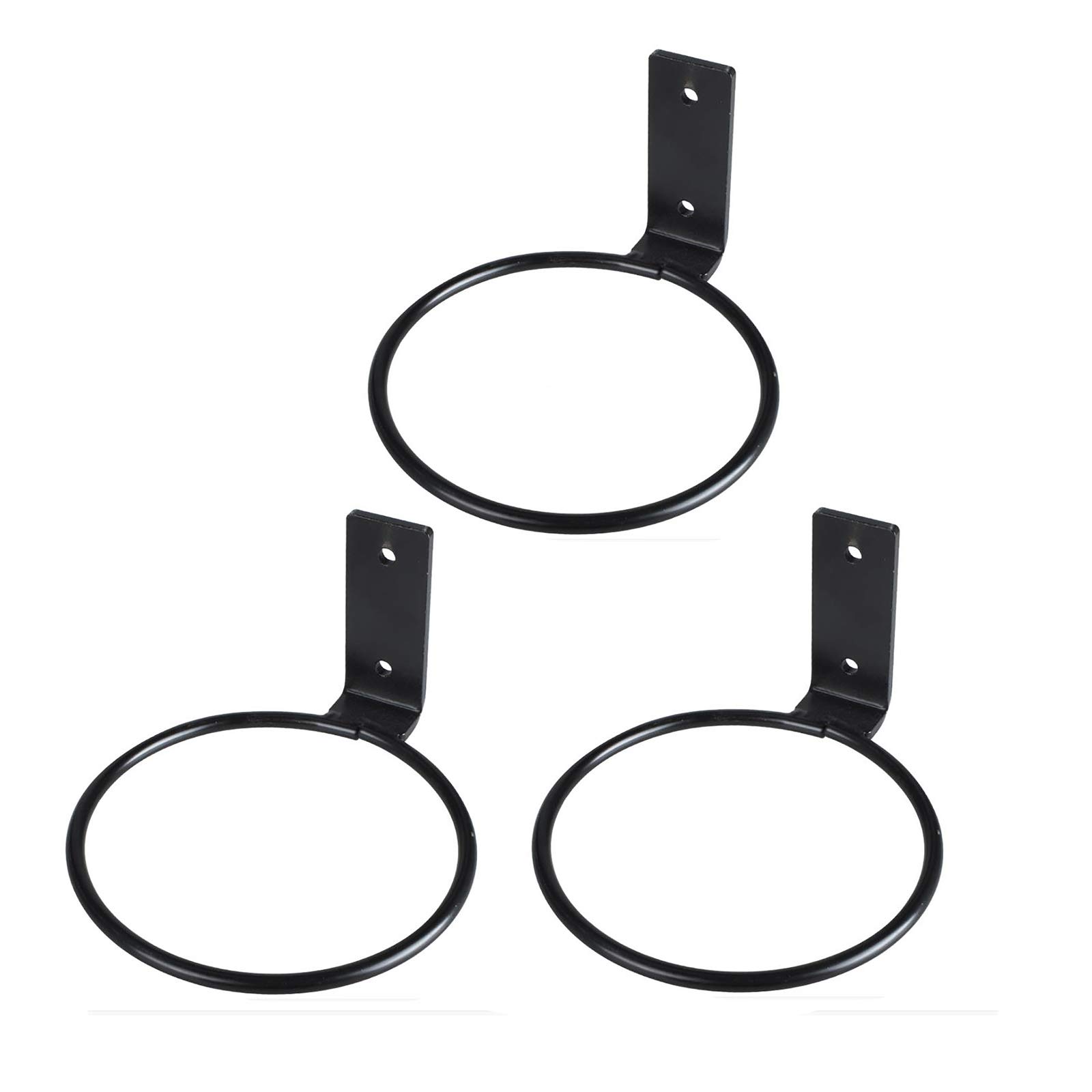 ZRSWV 4 Inch Flower Pot Holder Ring - Set of 3 Wall Mounted Metal Planter Hangers with Collapsible Bracket - Iron Black for Indoor & Outdoor Use - Perfect for Balcony, Garden, and Home Decor