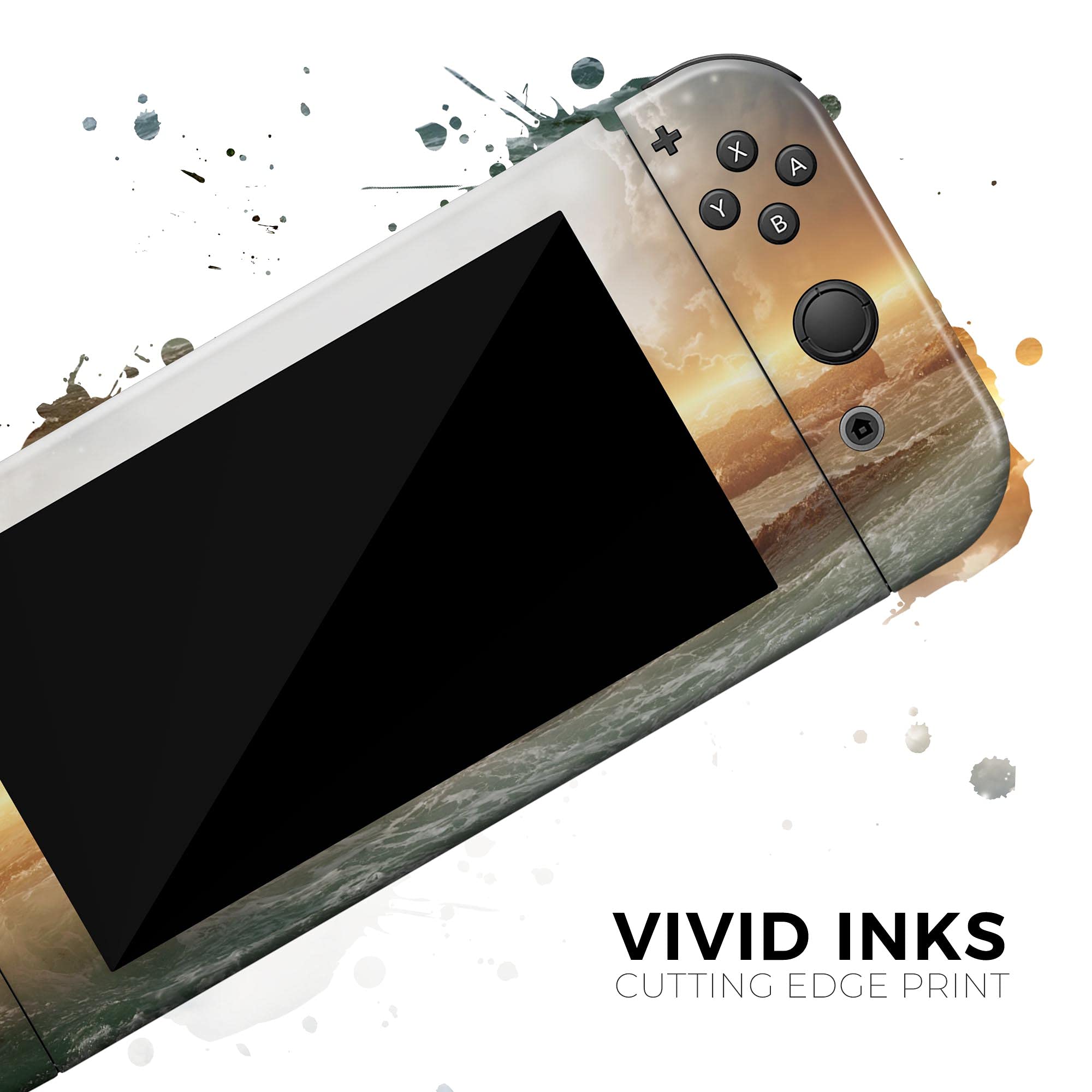 Nintendo Switch Skin Decal - Majestic Sky on Crashing Waves Vinyl Wrap Cover - Scratch-Resistant, Removable Protective Cover for Switch Console & Joy-Con - Perfect for Gaming, Travel & Home Entertainment