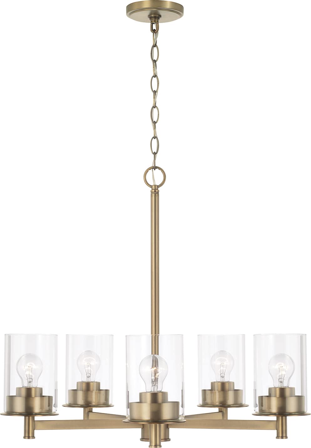 HomePlace Lighting 446851AD-532 Mason Transitional Clear Glass 5-Light Chandelier - 26