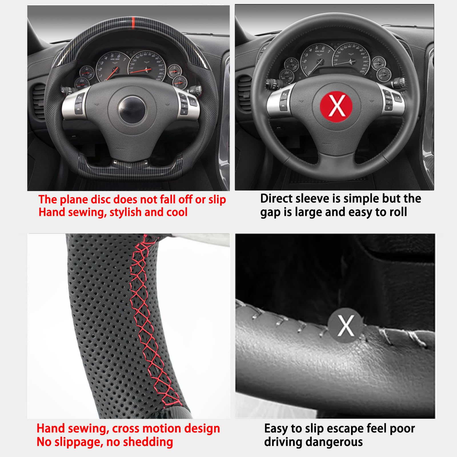 Hydro-Dip Carbon Fiber Steering Wheel - Red, Compatible with Chevy Corvette C6 2006-2011 ZR1 Z06 Models | Premium Racing Style Upgrade for Enhanced Grip & Performance | Perfect for Track Days & Custom Car Builds