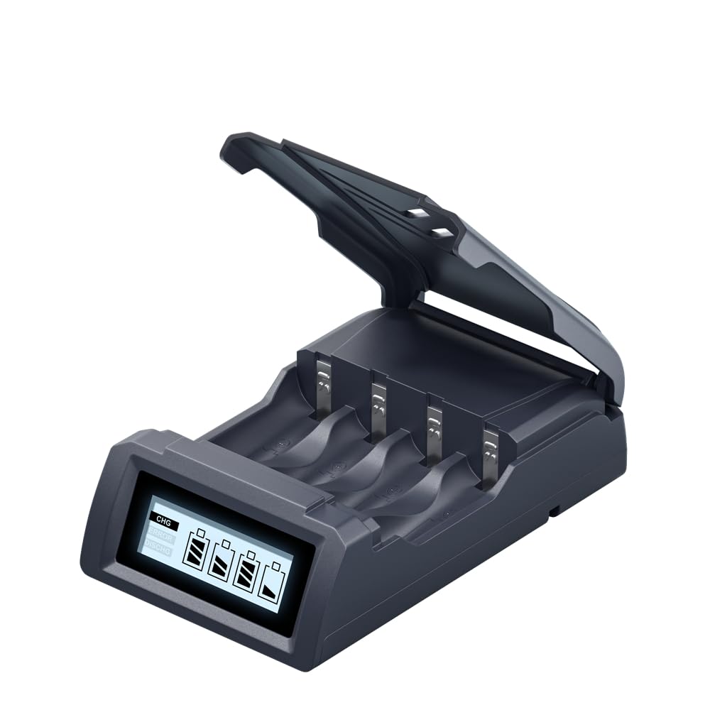 Palowextra Smart Battery Charger for 1.5V Li-ion & 1.2V Ni-MH AA AAA Rechargeable Batteries with Micro USB Port - Fast Charging for Cameras, Flashlights, Toys & Electronics
