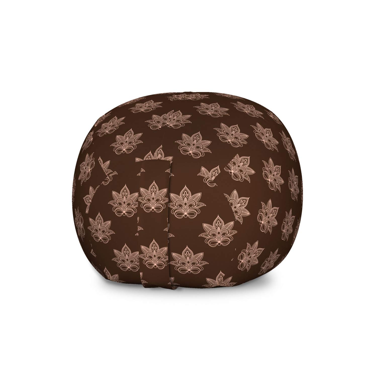 Ambesonne Chocolate Brown Storage Toy Bag Chair - Large Washable Stuffed Animal Organizer with Persian Oriental Lotus Motif Print | Perfect for Kids' Room, Nursery, Playroom & Dorm Organization