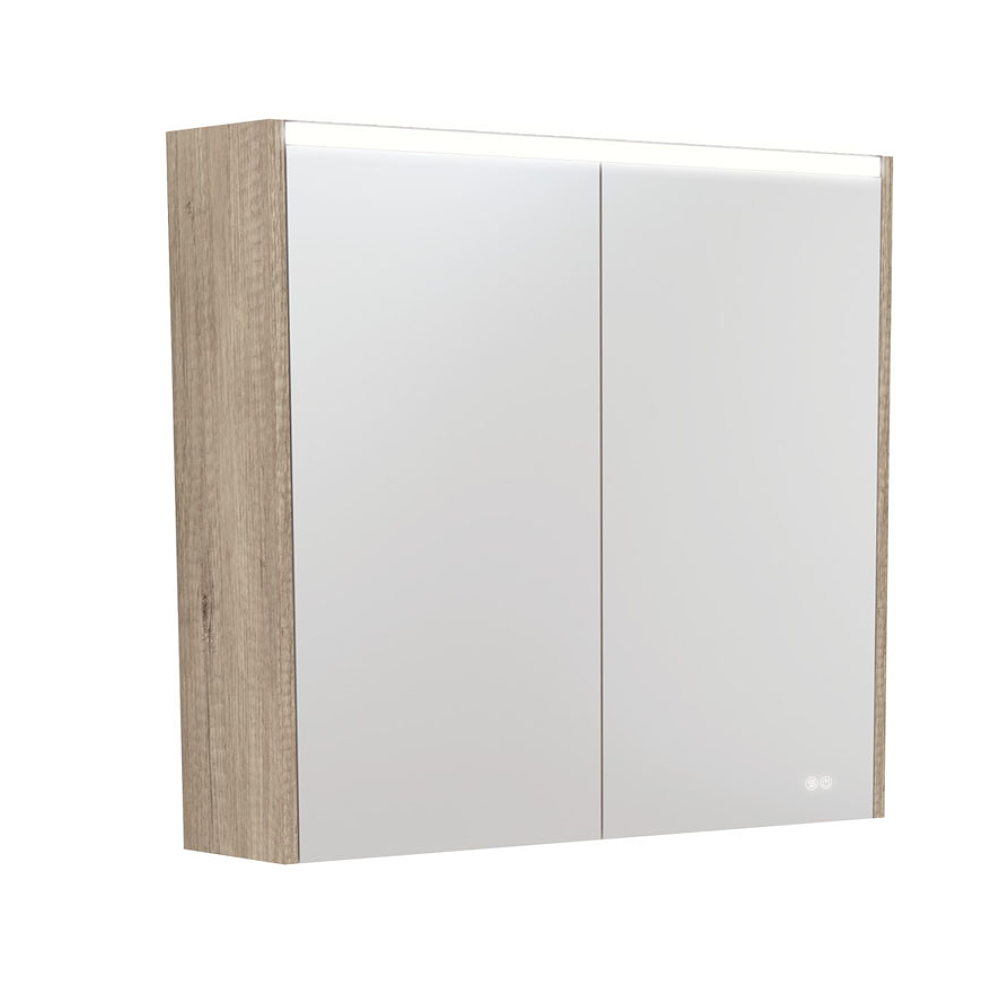 Fienza PSC750S 30-Inch LED Bathroom Vanity Mirror with Touch Control - Modern Scandi Oak Finish for Bathroom, Bedroom & Makeup Area